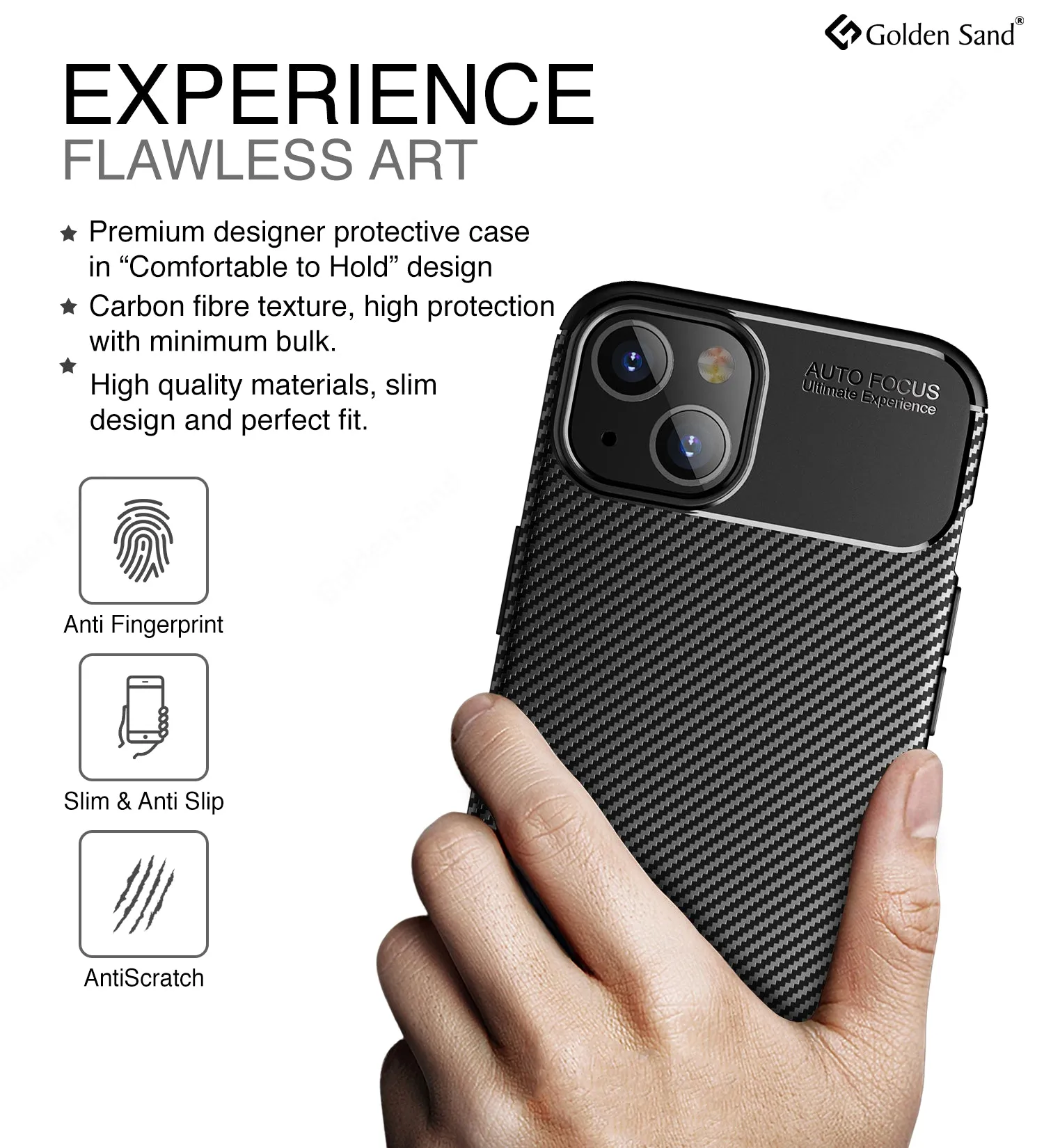 Aramid Fibre Series Shockproof Armor Back Cover for Apple iPhone 13, 6.1 inch, Black