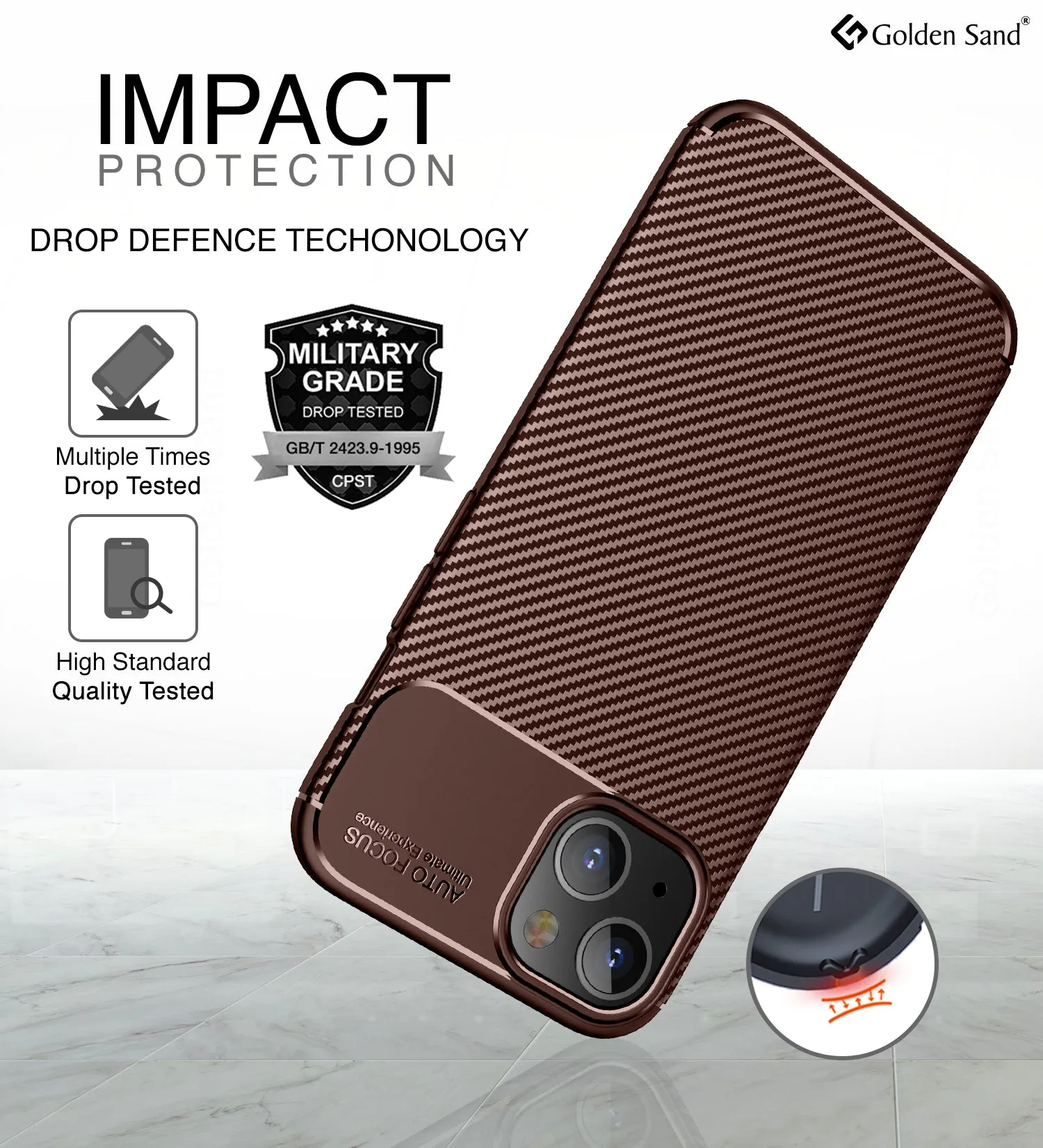 Aramid Fibre Series Shockproof Armor Back Cover for Apple iPhone 13 Mini, 5.4 inch, Brown