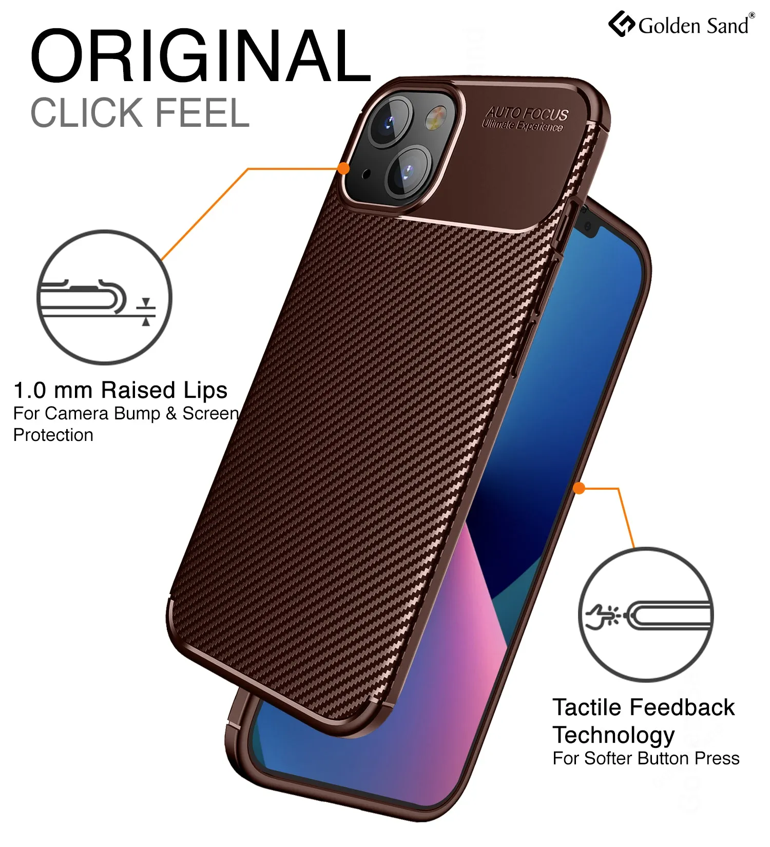Aramid Fibre Series Shockproof Armor Back Cover for Apple iPhone 13 Mini, 5.4 inch, Brown