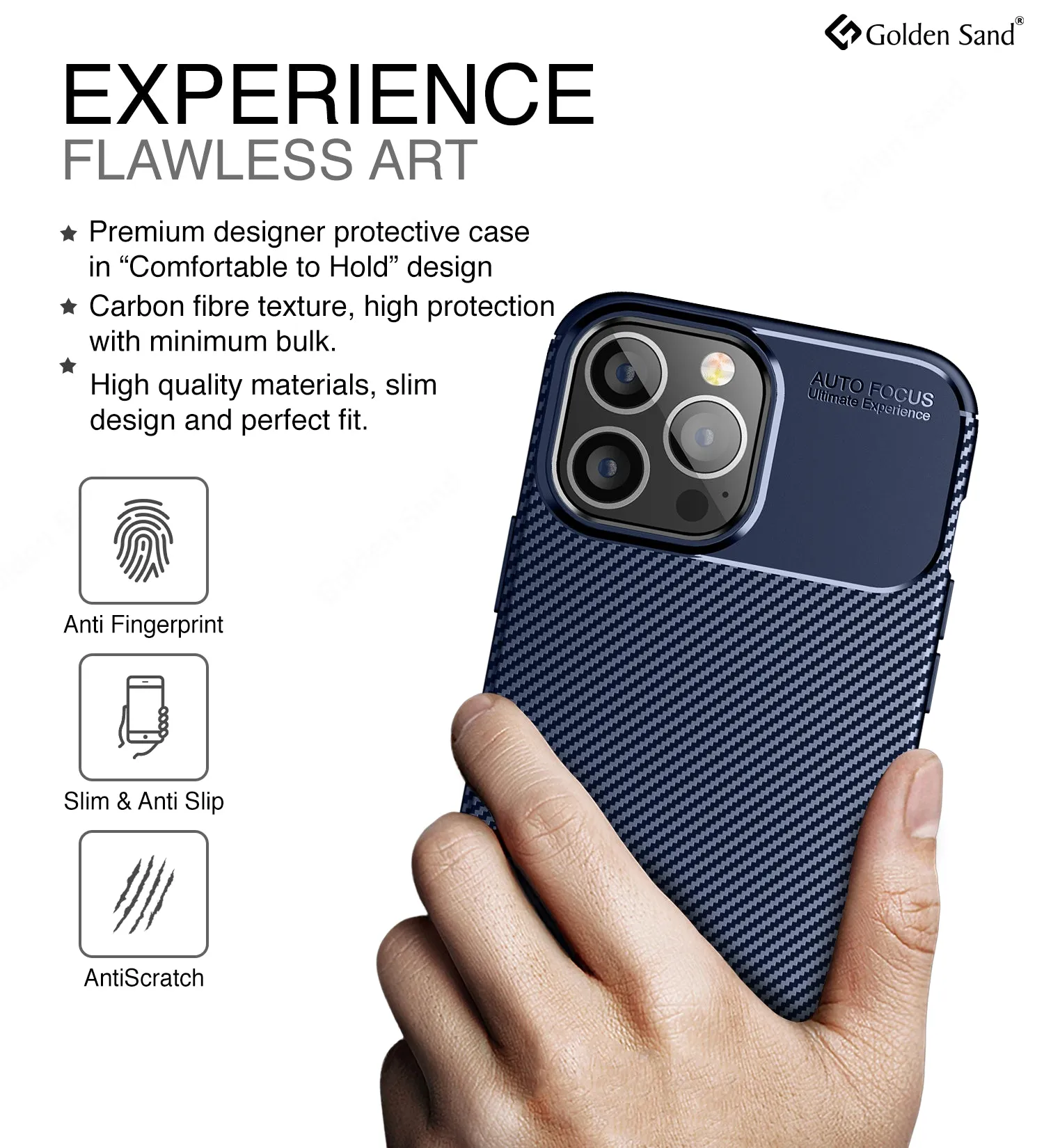 Aramid Fibre Series Shockproof Armor Back Cover for Apple iPhone 13 Pro Max, 6.7 inch, Blue