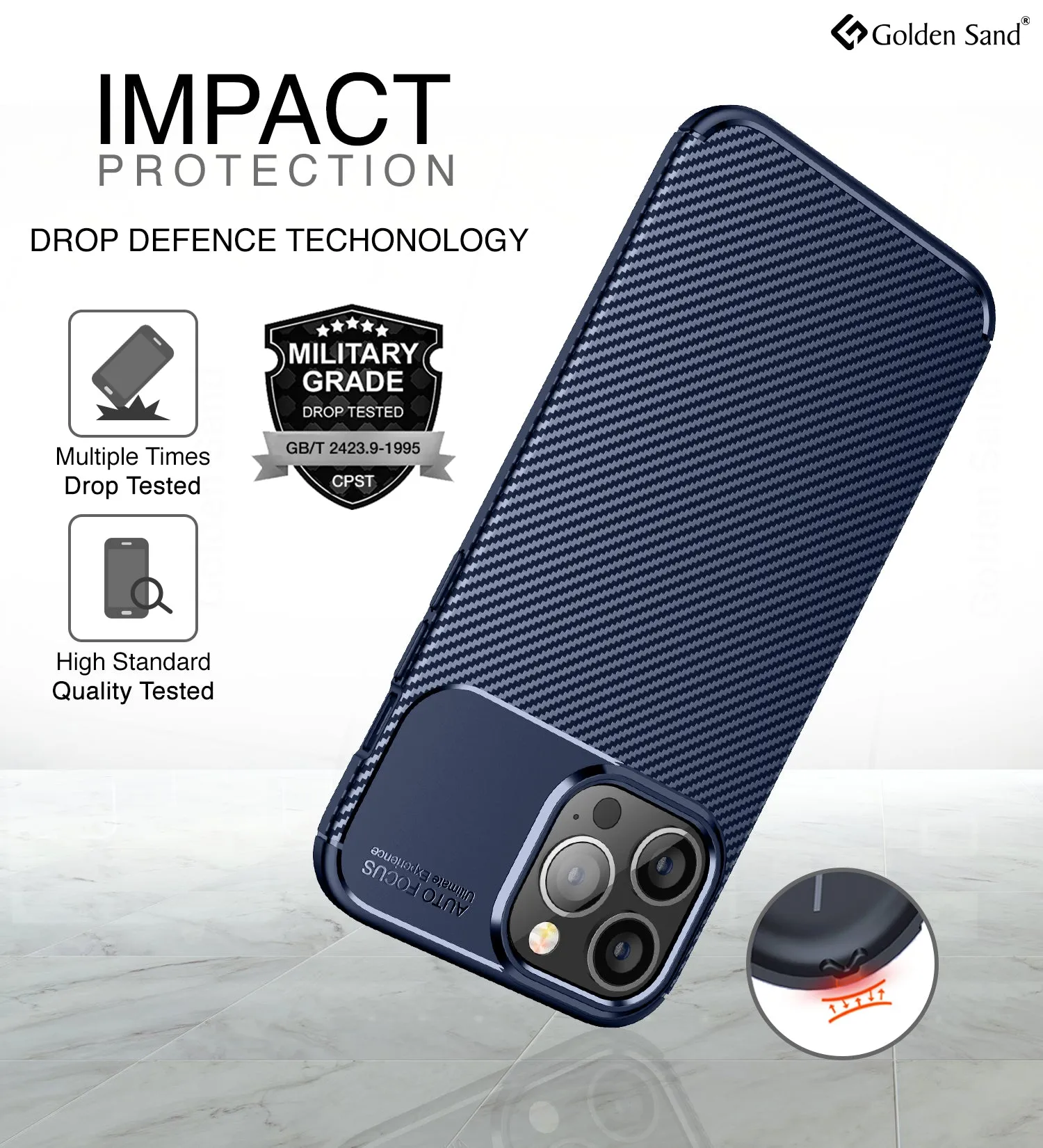 Aramid Fibre Series Shockproof Armor Back Cover for Apple iPhone 13 Pro Max, 6.7 inch, Blue