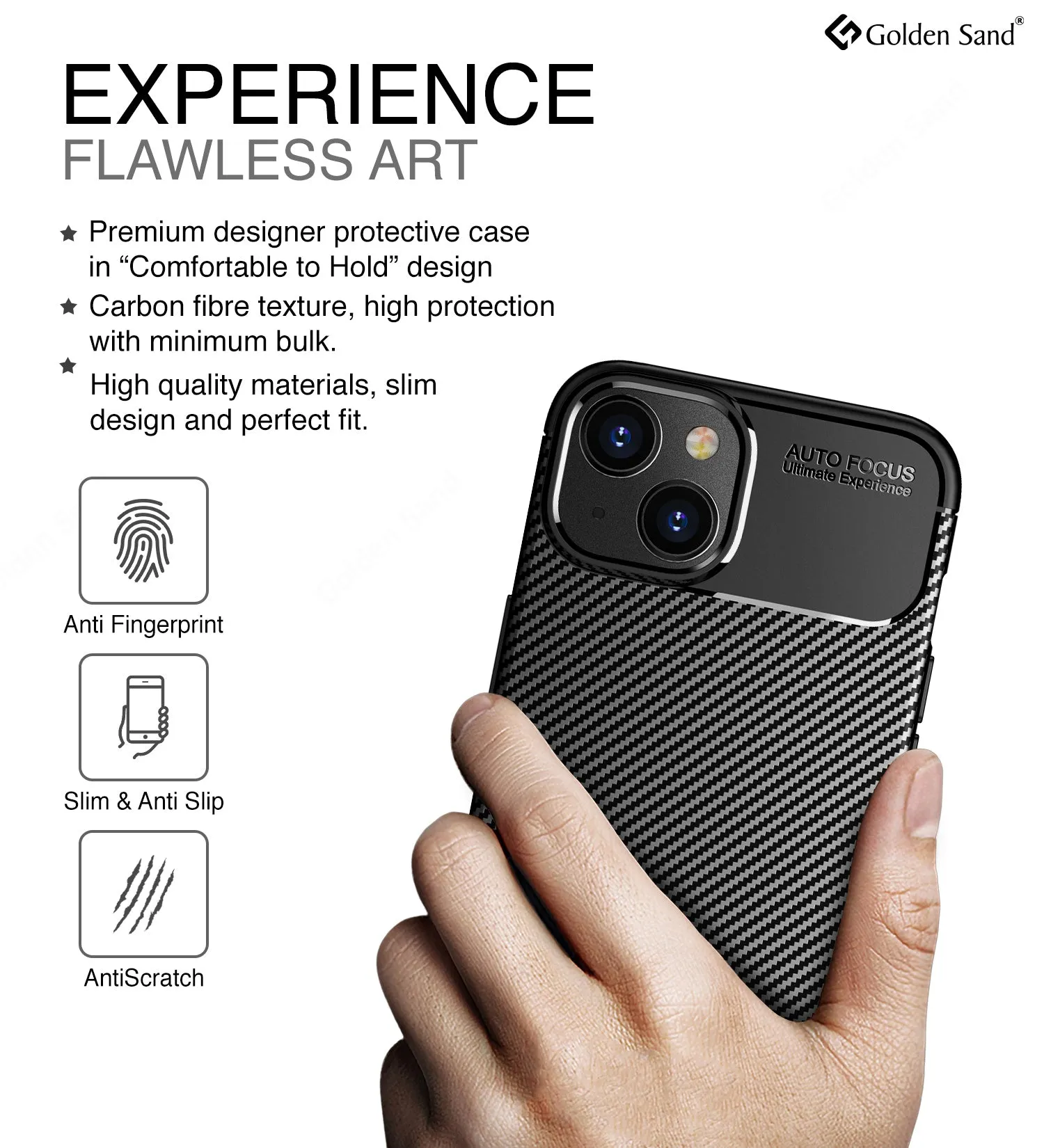 Aramid Fibre Series Shockproof Armor Back Cover for Apple iPhone 14, 6.1 inch, Black
