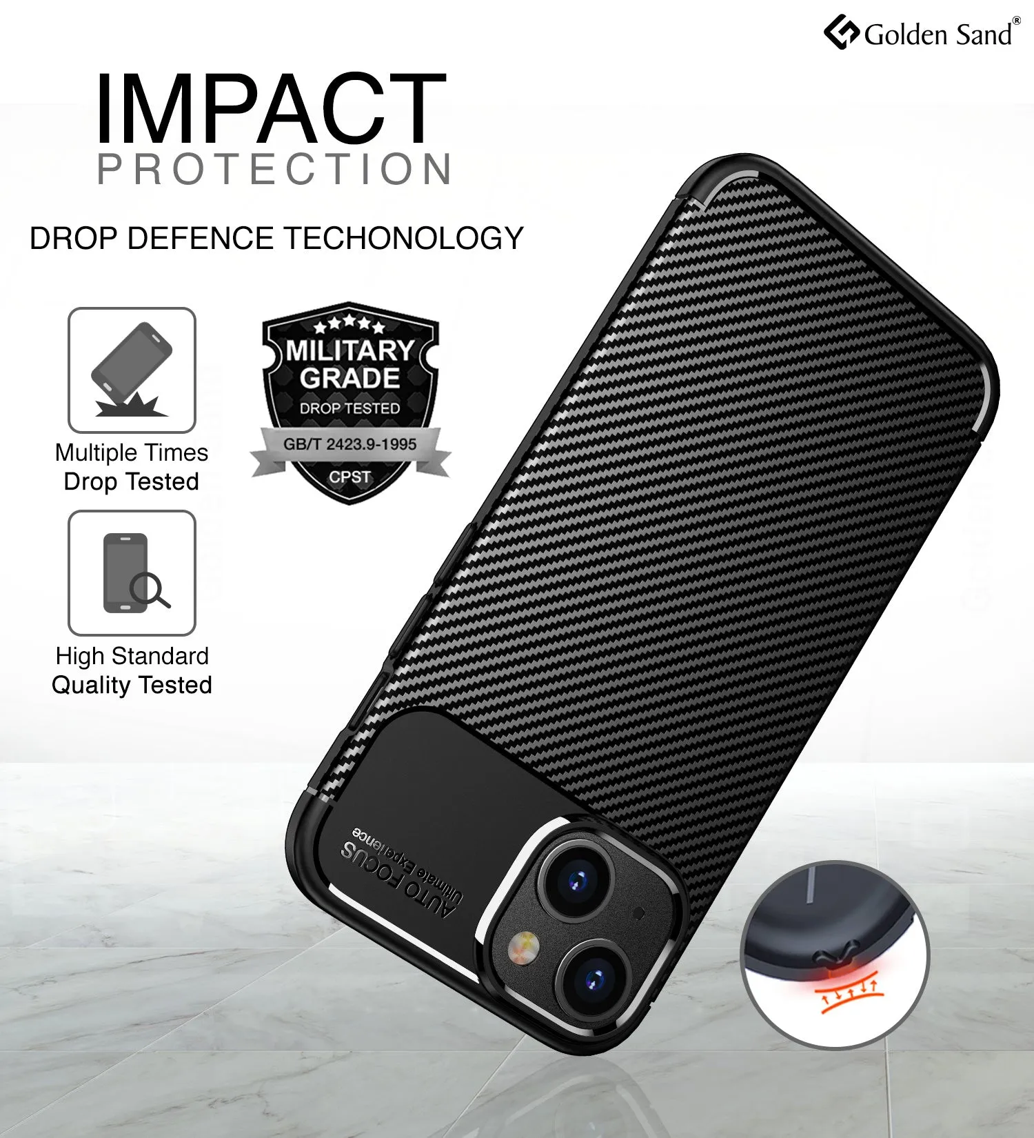 Aramid Fibre Series Shockproof Armor Back Cover for Apple iPhone 14, 6.1 inch, Black