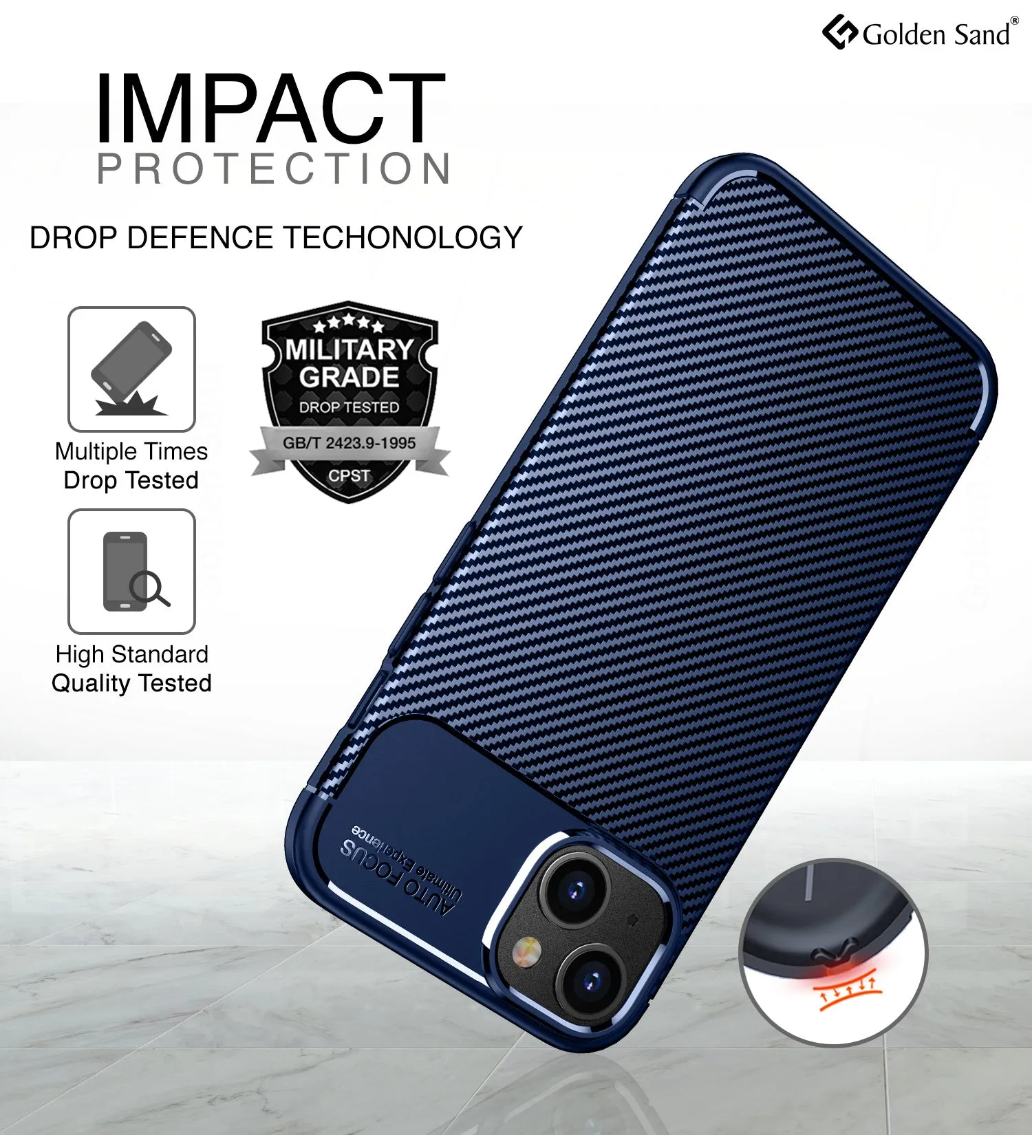 Aramid Fibre Series Shockproof Armor Back Cover for Apple iPhone 14 Plus, 6.7 inch, Blue