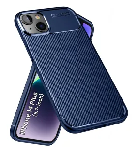 Aramid Fibre Series Shockproof Armor Back Cover for Apple iPhone 14 Plus, 6.7 inch, Blue