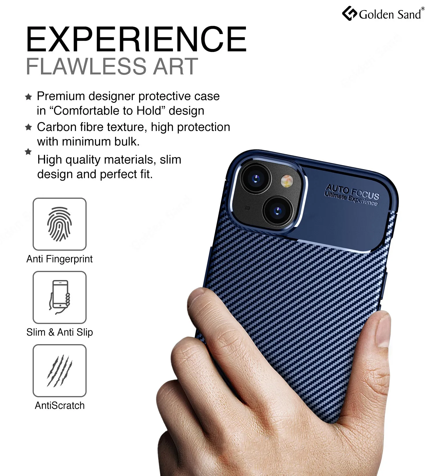 Aramid Fibre Series Shockproof Armor Back Cover for Apple iPhone 14 Plus, 6.7 inch, Blue
