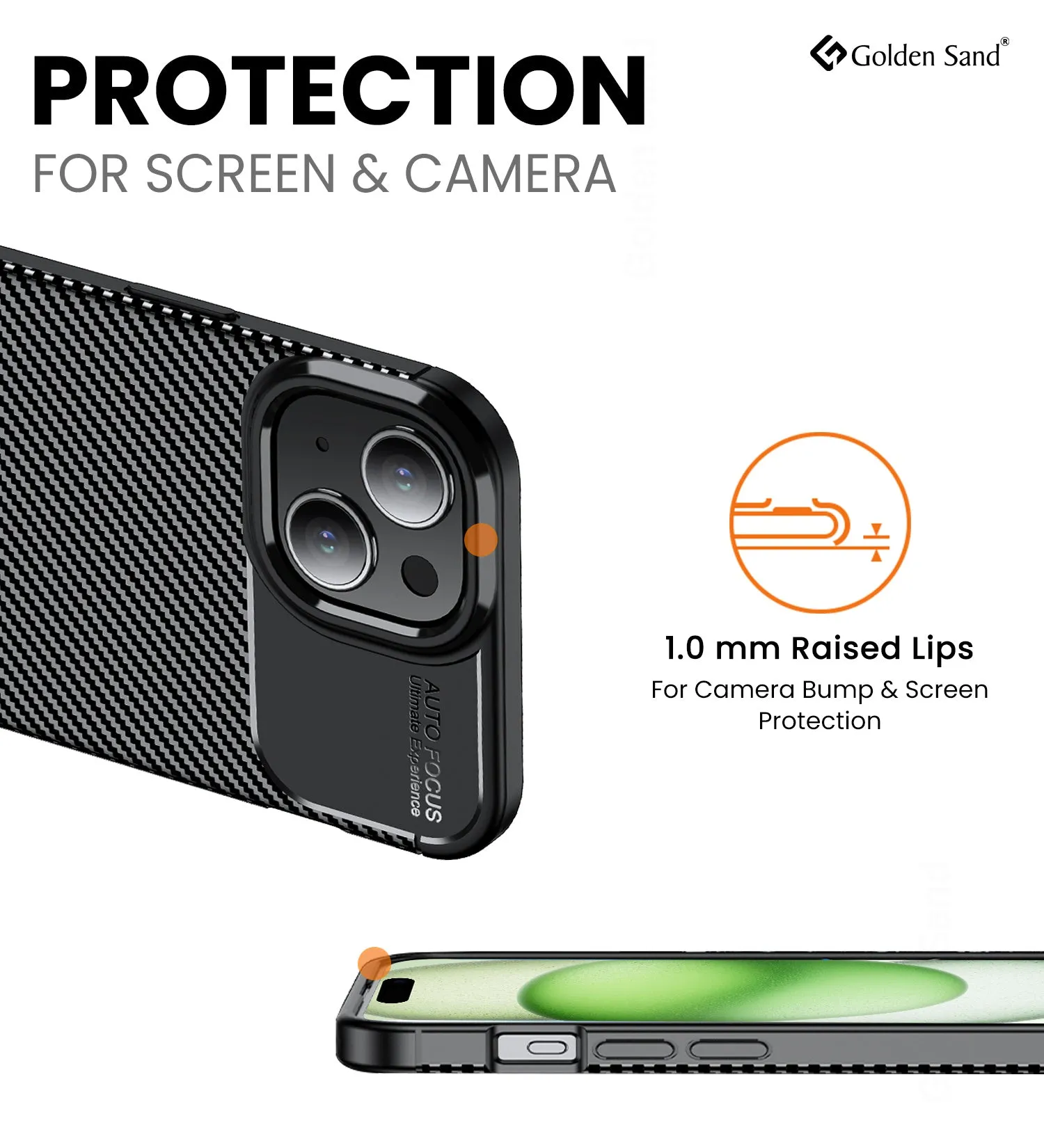 Aramid Fibre Series Shockproof Armor Back Cover for Apple iPhone 15, 6.1 inch, Black
