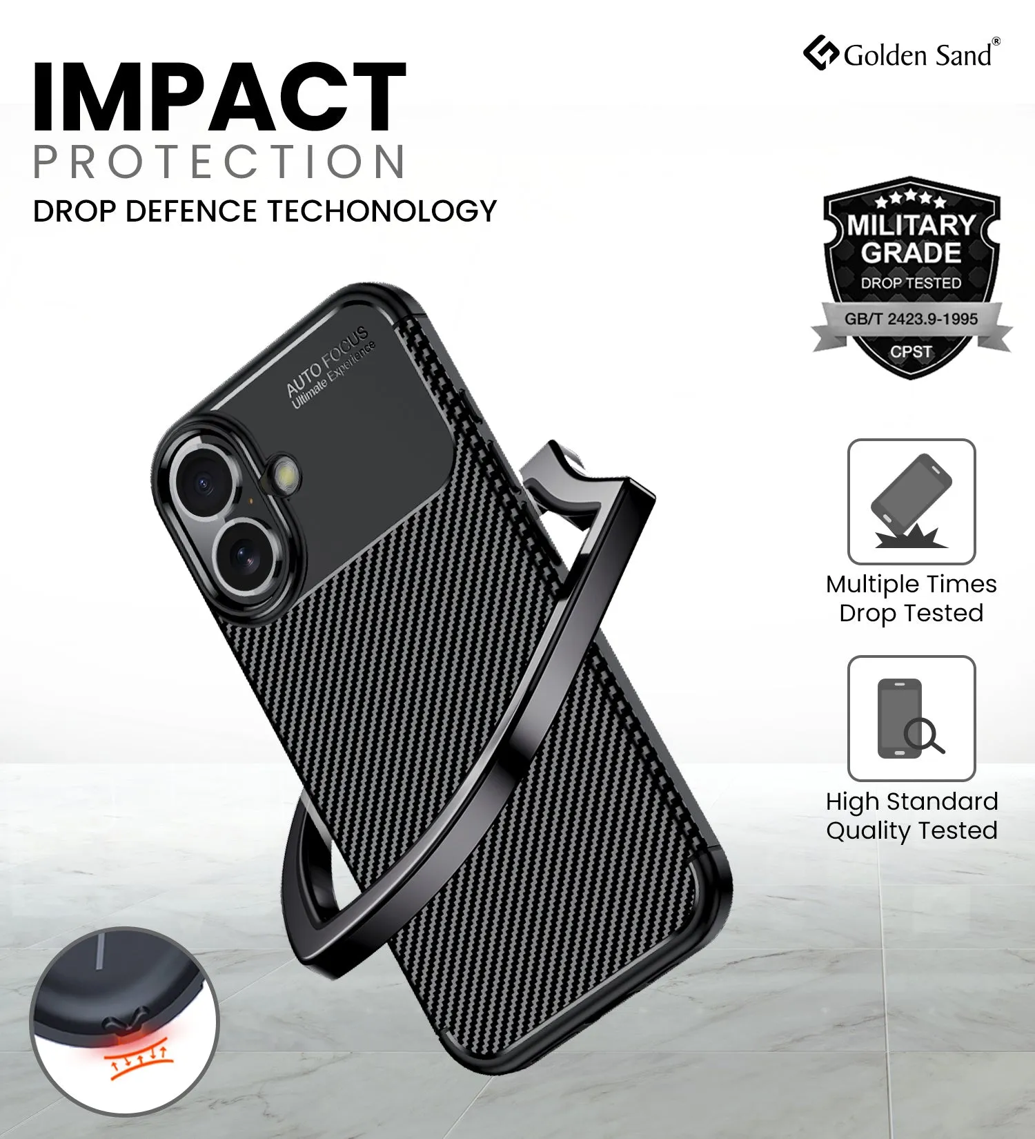 Aramid Fibre Series Shockproof Armor Back Cover for Apple iPhone 16, 6.1 inch, Black