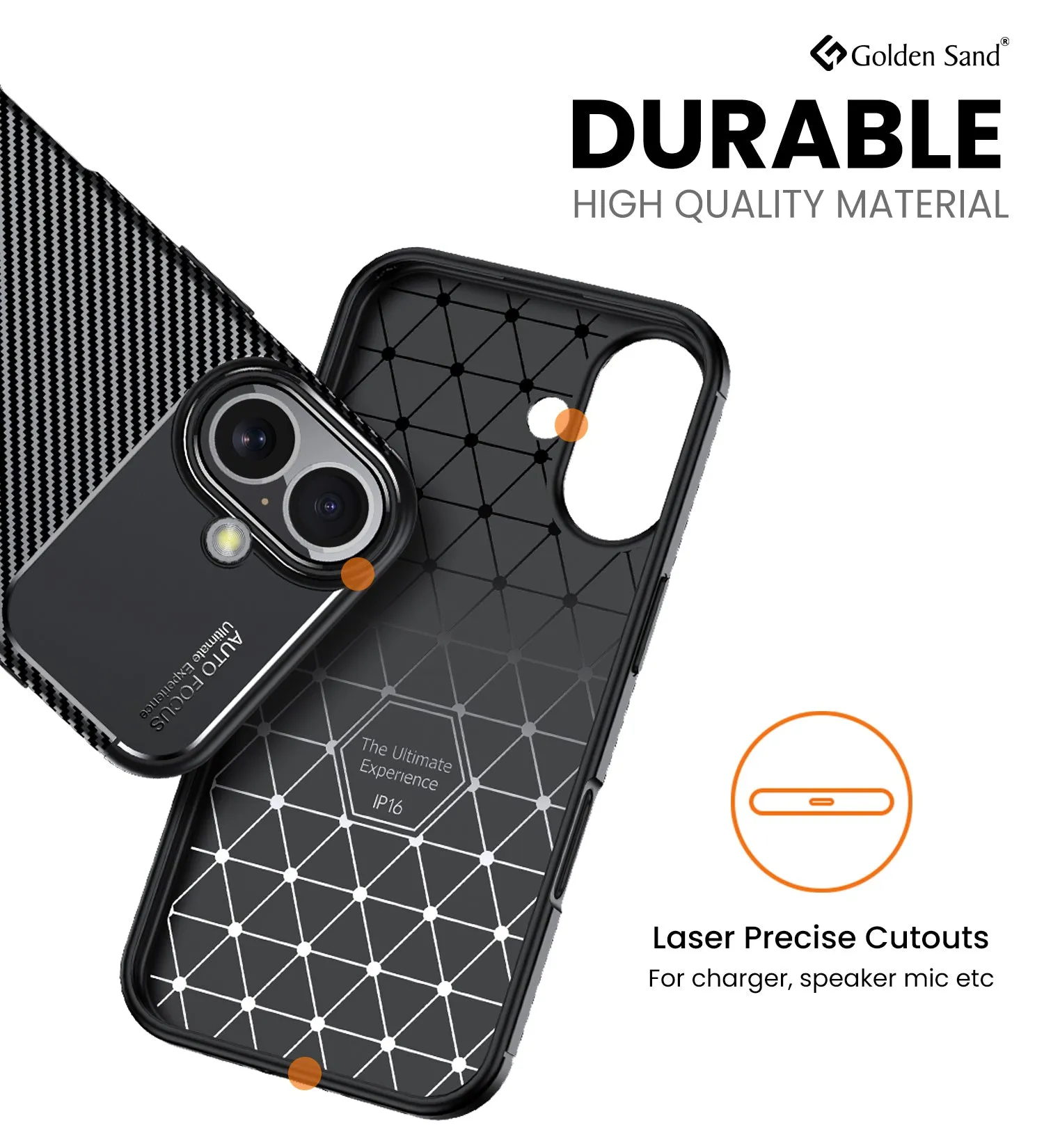 Aramid Fibre Series Shockproof Armor Back Cover for Apple iPhone 16, 6.1 inch, Black