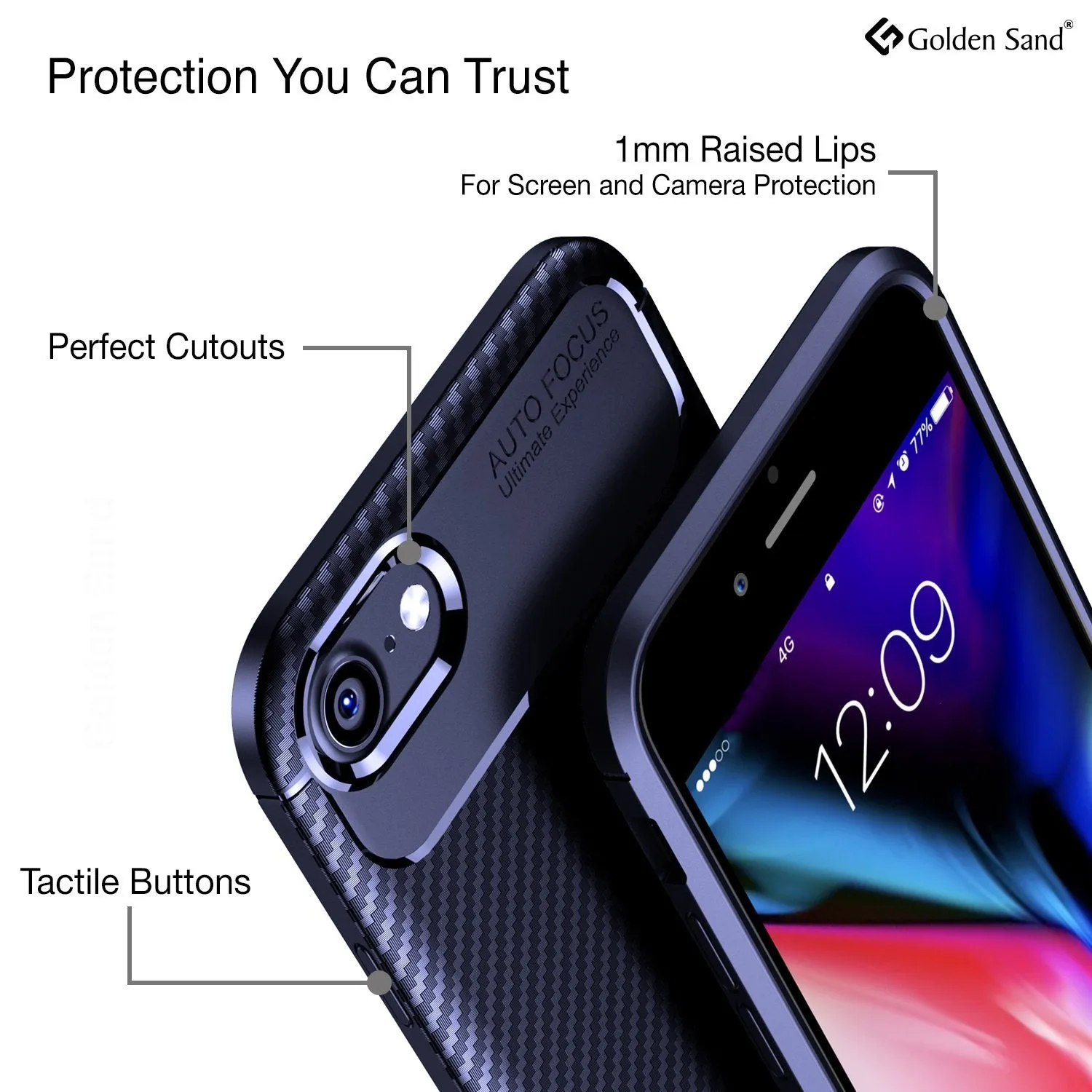 Aramid Fibre Series Shockproof Armor Back Cover for Apple iPhone SE 3, Apple iPhone 7, 8, SE 2020 4.7 inch, Blue