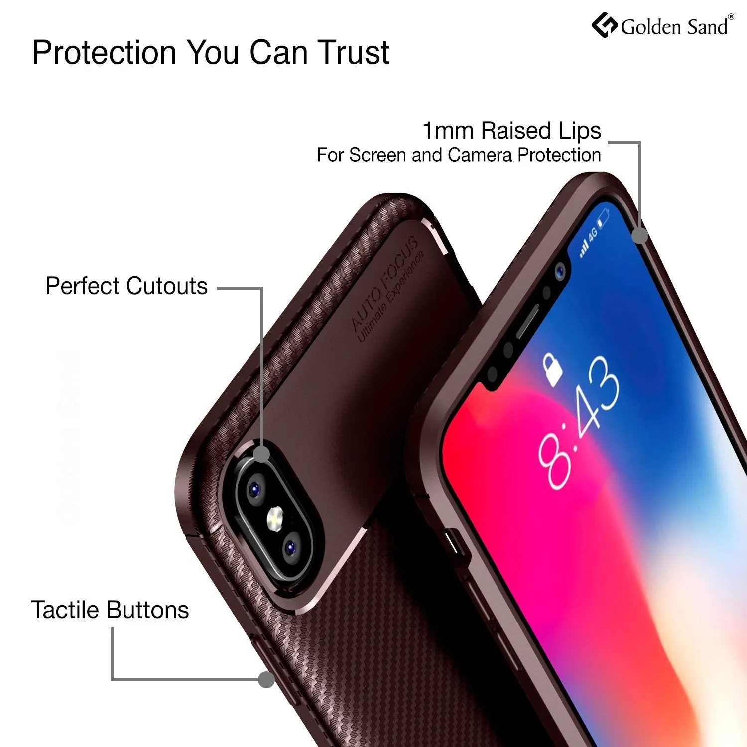 Aramid Fibre Series Shockproof Armor Back Cover for Apple iPhone XS Max 6.5 inch, Brown