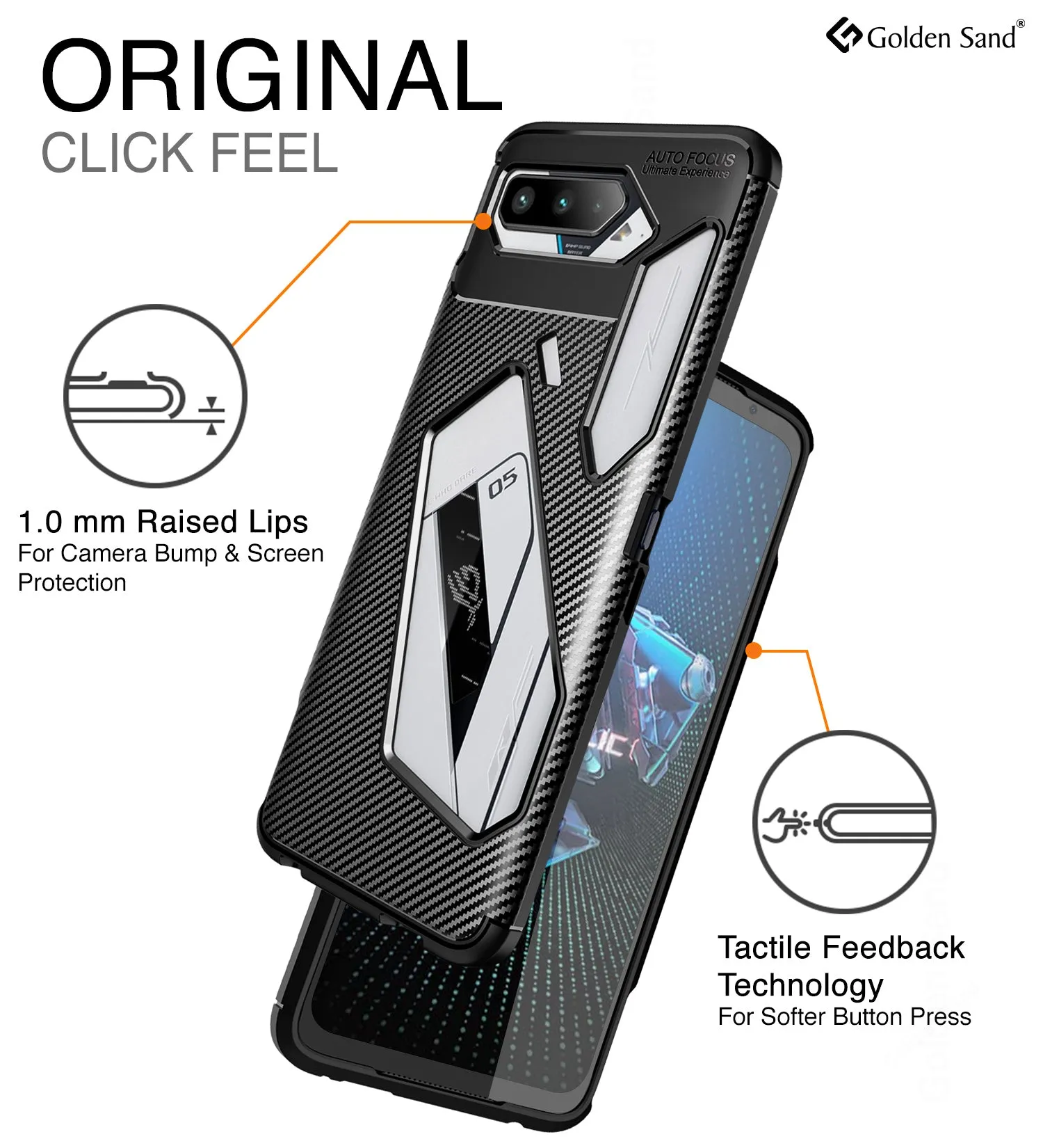 Aramid Fibre Series Shockproof Armor Back Cover for Asus ROG Phone 5, Phone 5s, Phone 5s Pro, Phone 5 Pro, Phone 5 Ultimate, 6.78 inch, Phantom Black