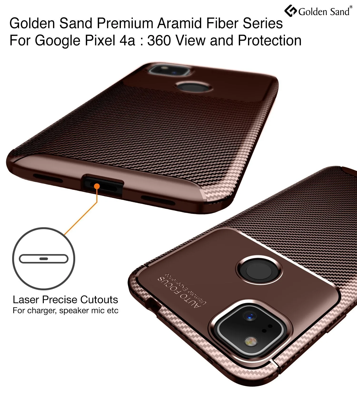 Aramid Fibre Series Shockproof Armor Back Cover for Google Pixel 4a, Brown