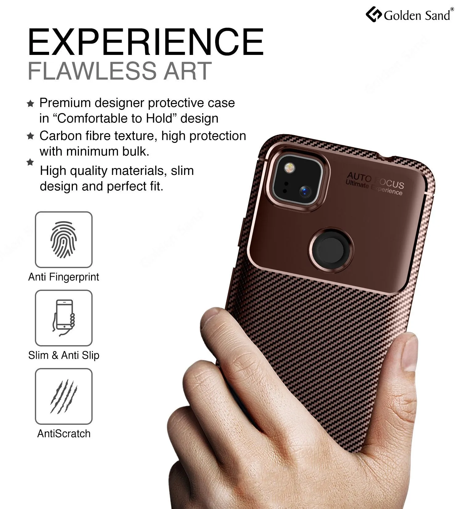 Aramid Fibre Series Shockproof Armor Back Cover for Google Pixel 4a, Brown