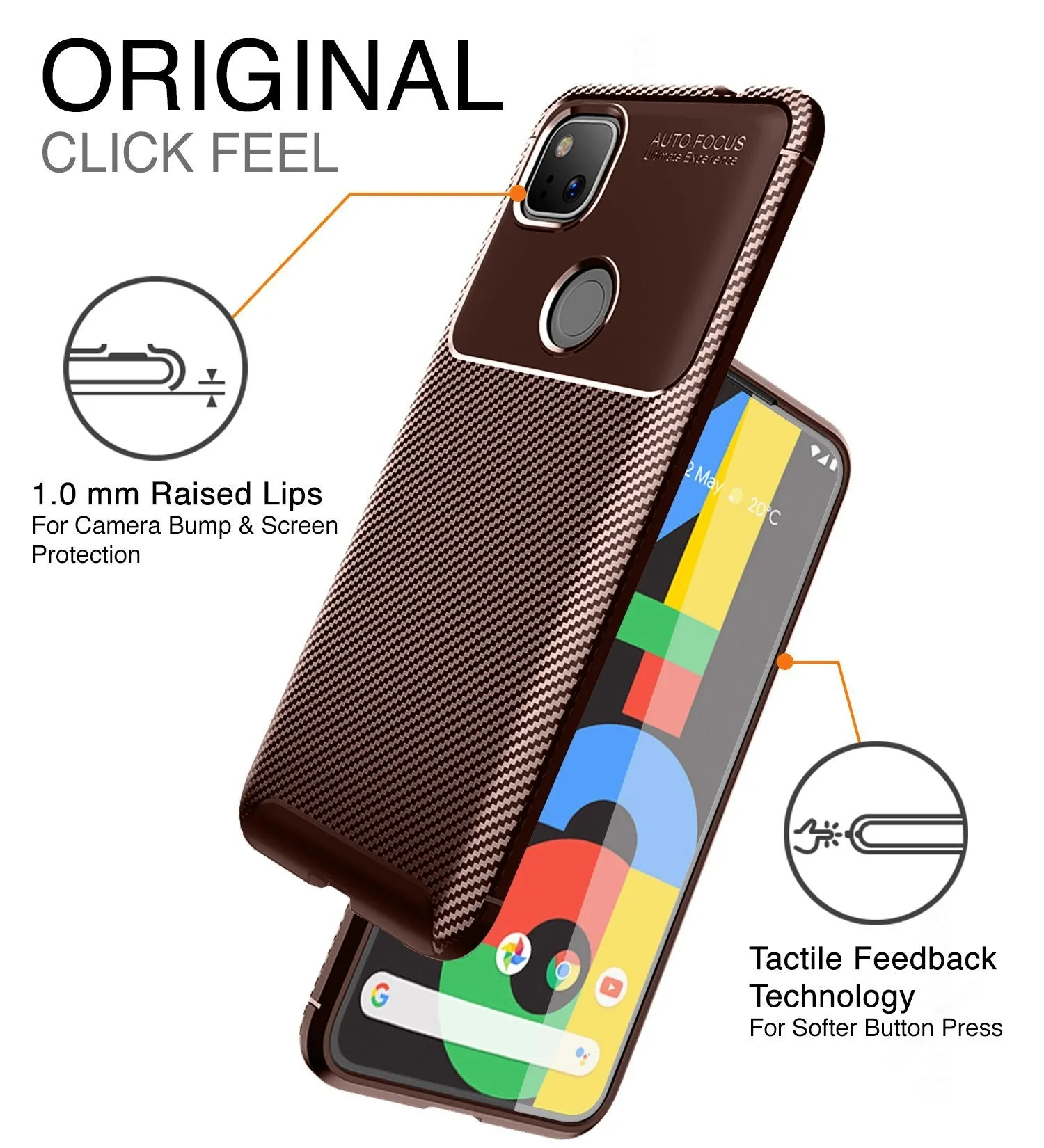 Aramid Fibre Series Shockproof Armor Back Cover for Google Pixel 4a, Brown