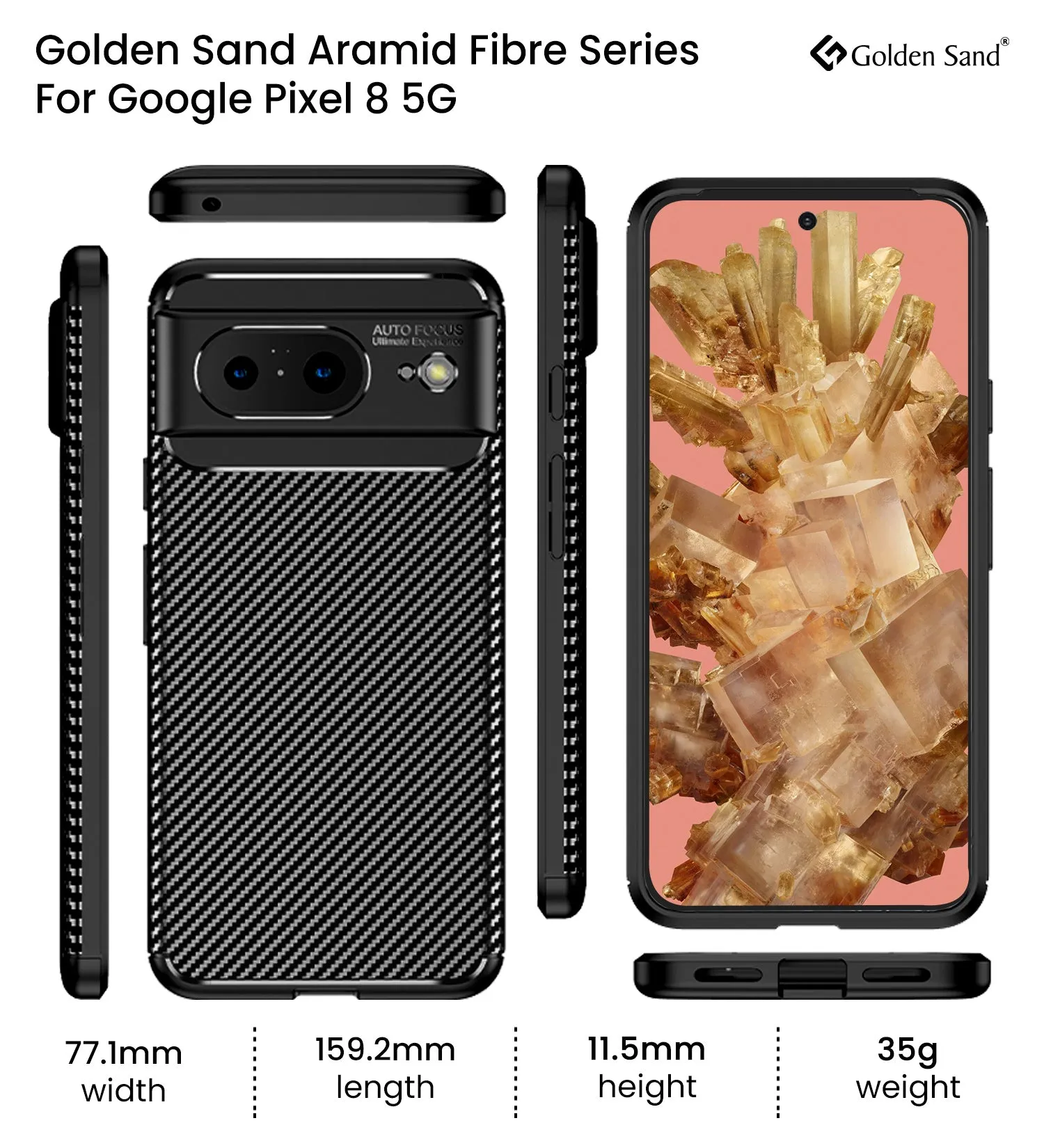 Aramid Fibre Series Shockproof Armor Back Cover for Google Pixel 8 5G, 6.17 inch, Black