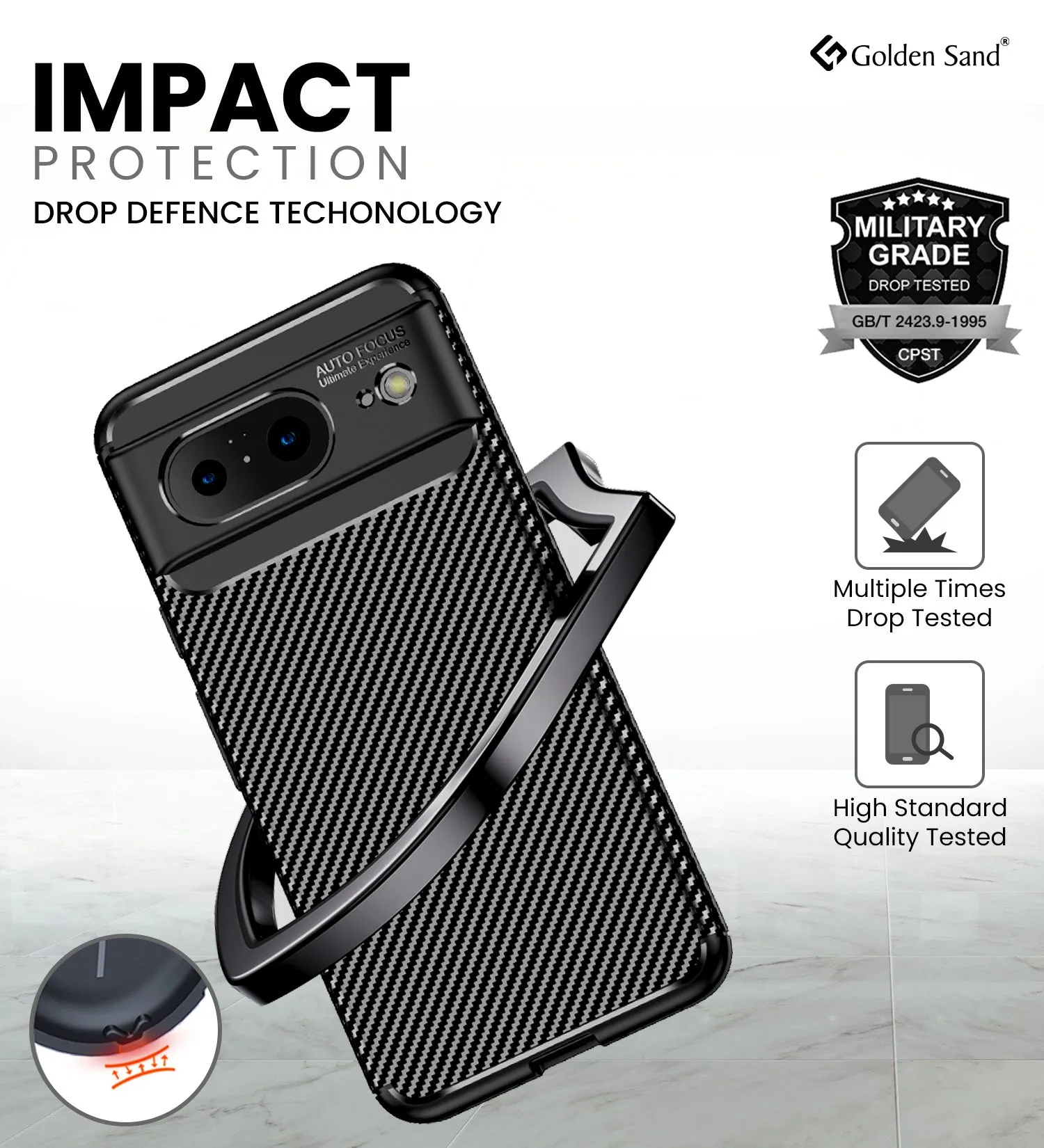 Aramid Fibre Series Shockproof Armor Back Cover for Google Pixel 8 5G, 6.17 inch, Black