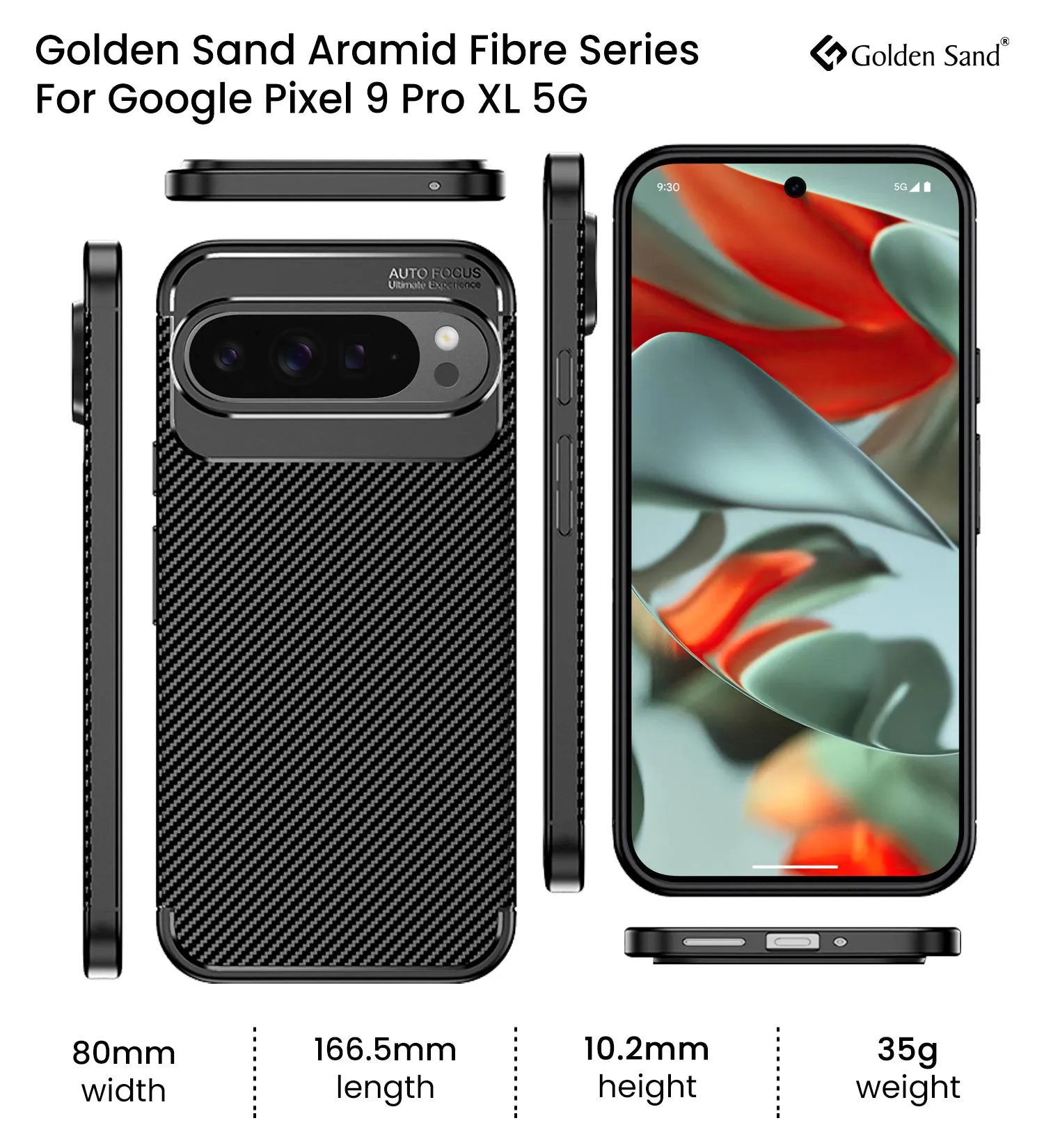 Aramid Fibre Series Shockproof Armor Back Cover for Google Pixel 9 Pro XL 5G, 6.8 inch, Black