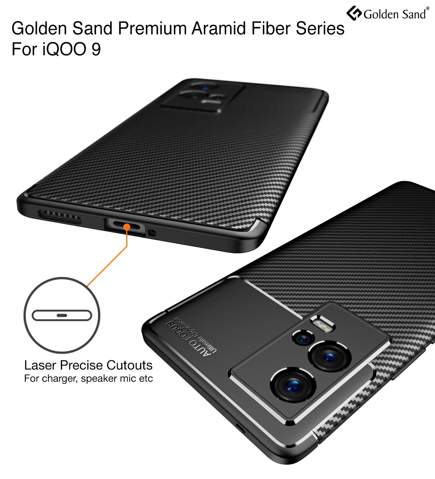 Aramid Fibre Series Shockproof Armor Back Cover for iQOO 9 5G, 6.56 inch, Black