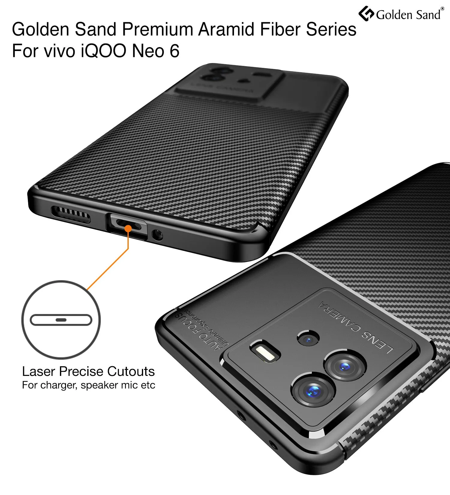 Aramid Fibre Series Shockproof Armor Back Cover for iQOO Neo 6 5G, 6.62 inch, Black