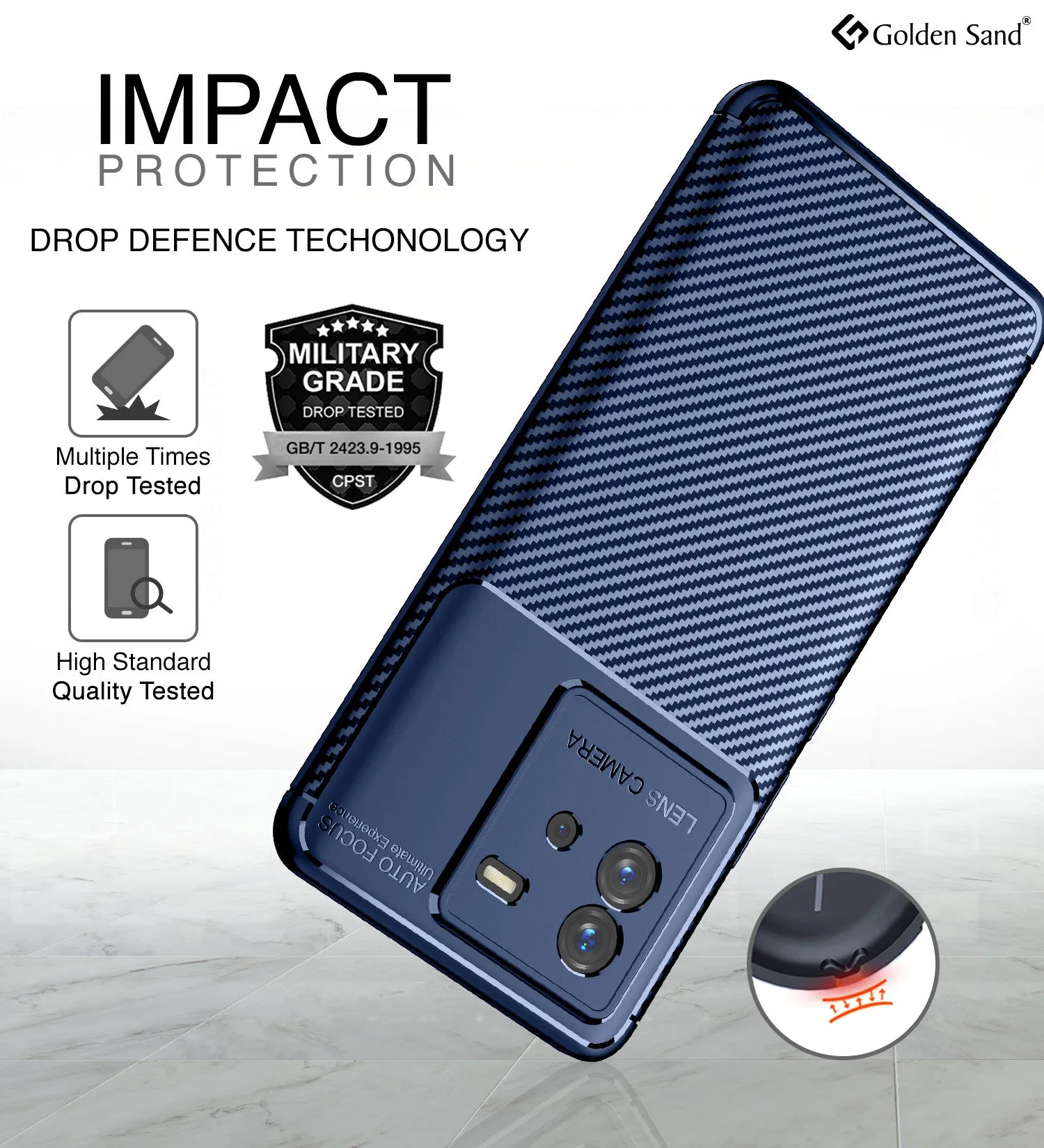 Aramid Fibre Series Shockproof Armor Back Cover for iQOO Neo 6 5G, 6.62 inch, Blue
