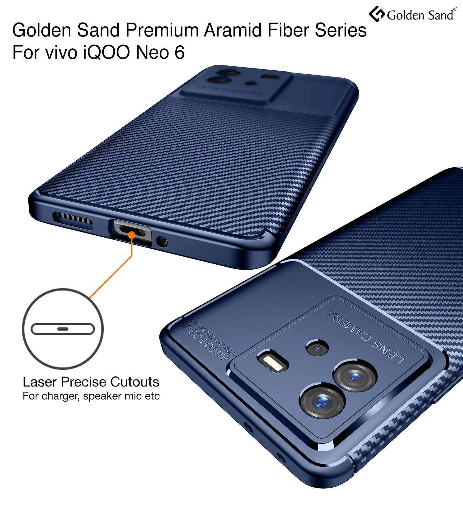 Aramid Fibre Series Shockproof Armor Back Cover for iQOO Neo 6 5G, 6.62 inch, Blue