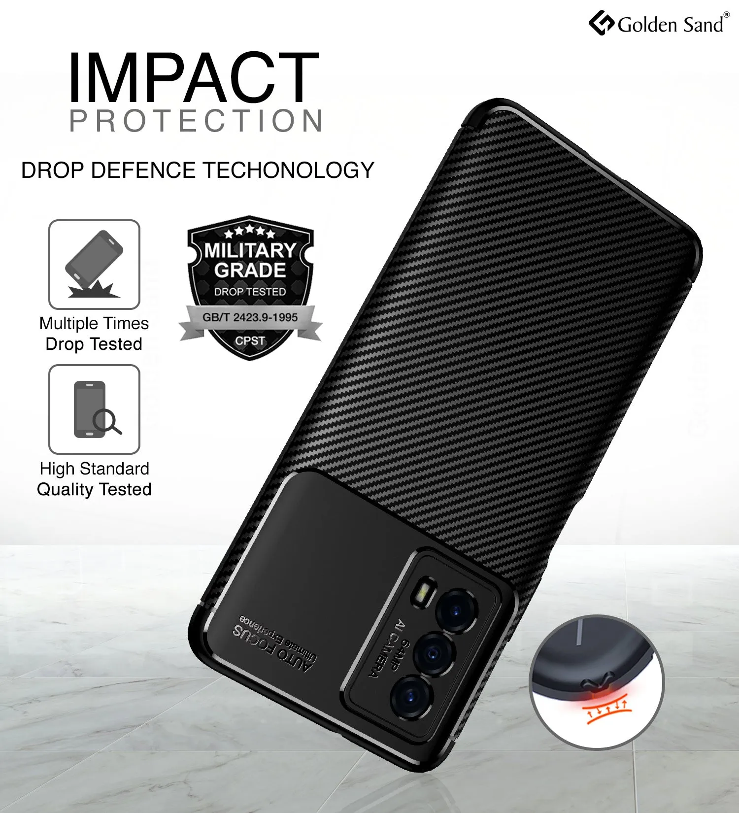 Aramid Fibre Series Shockproof Armor Back Cover for iQOO Z5 5G, 6.67 inch, Black