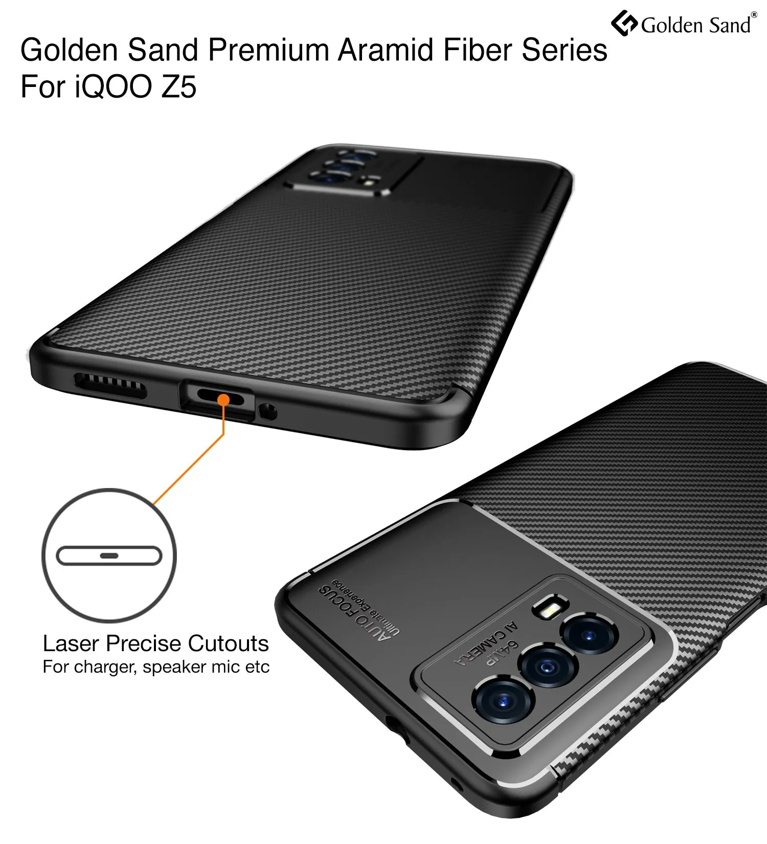 Aramid Fibre Series Shockproof Armor Back Cover for iQOO Z5 5G, 6.67 inch, Black