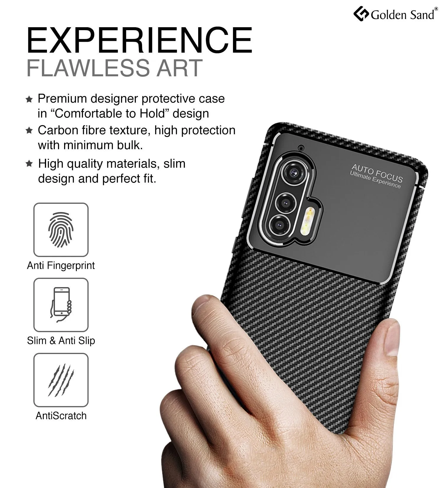 Aramid Fibre Series Shockproof Armor Back Cover for Moto Edge Plus 6.7 inch, Black