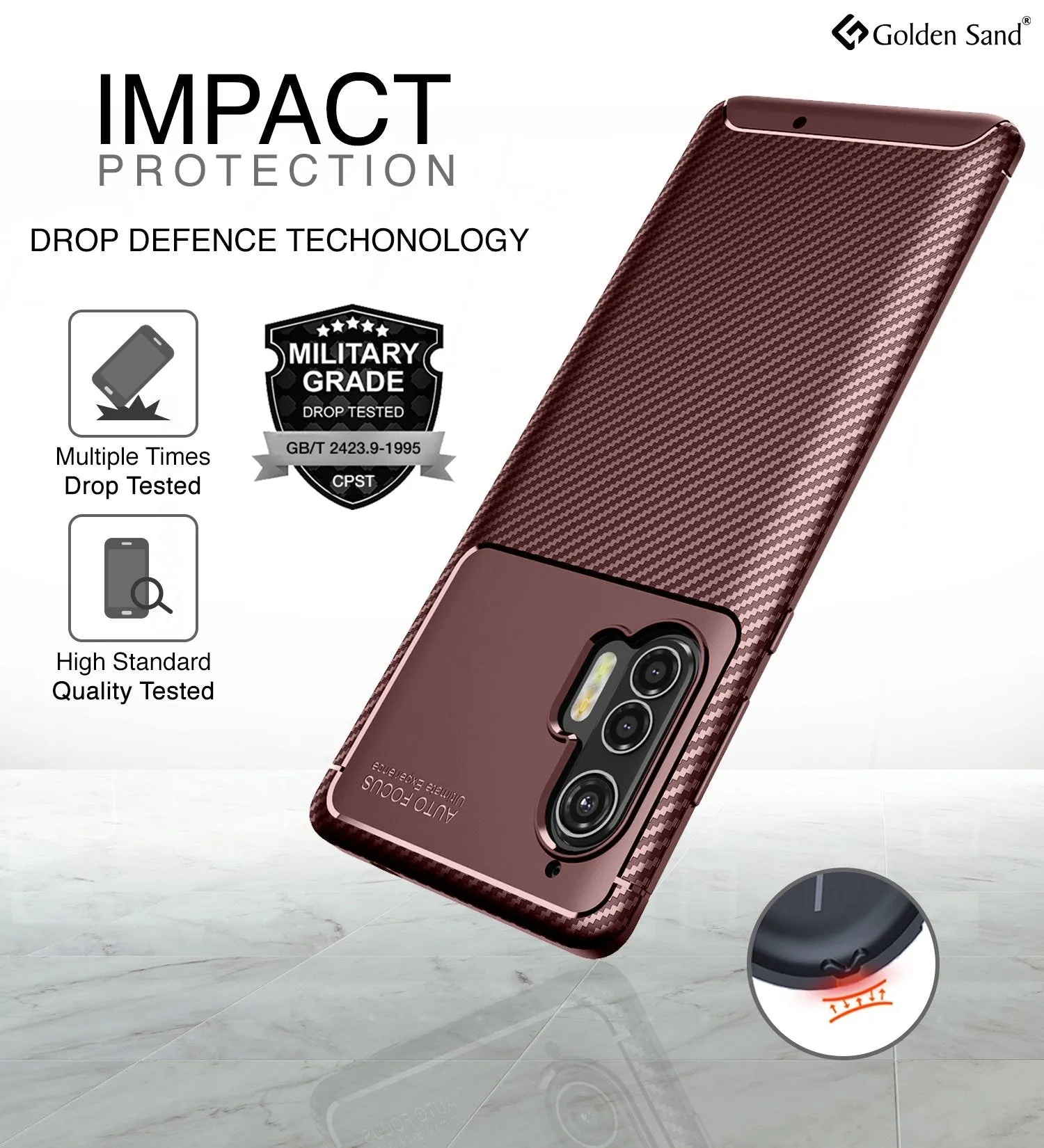 Aramid Fibre Series Shockproof Armor Back Cover for Moto Edge Plus 6.7 inch, Brown