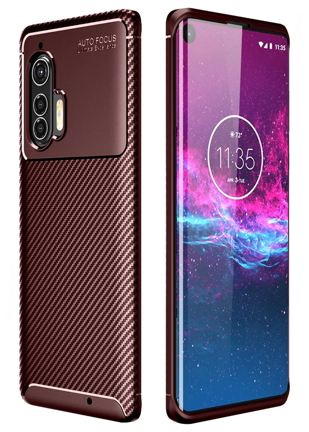 Aramid Fibre Series Shockproof Armor Back Cover for Moto Edge Plus 6.7 inch, Brown