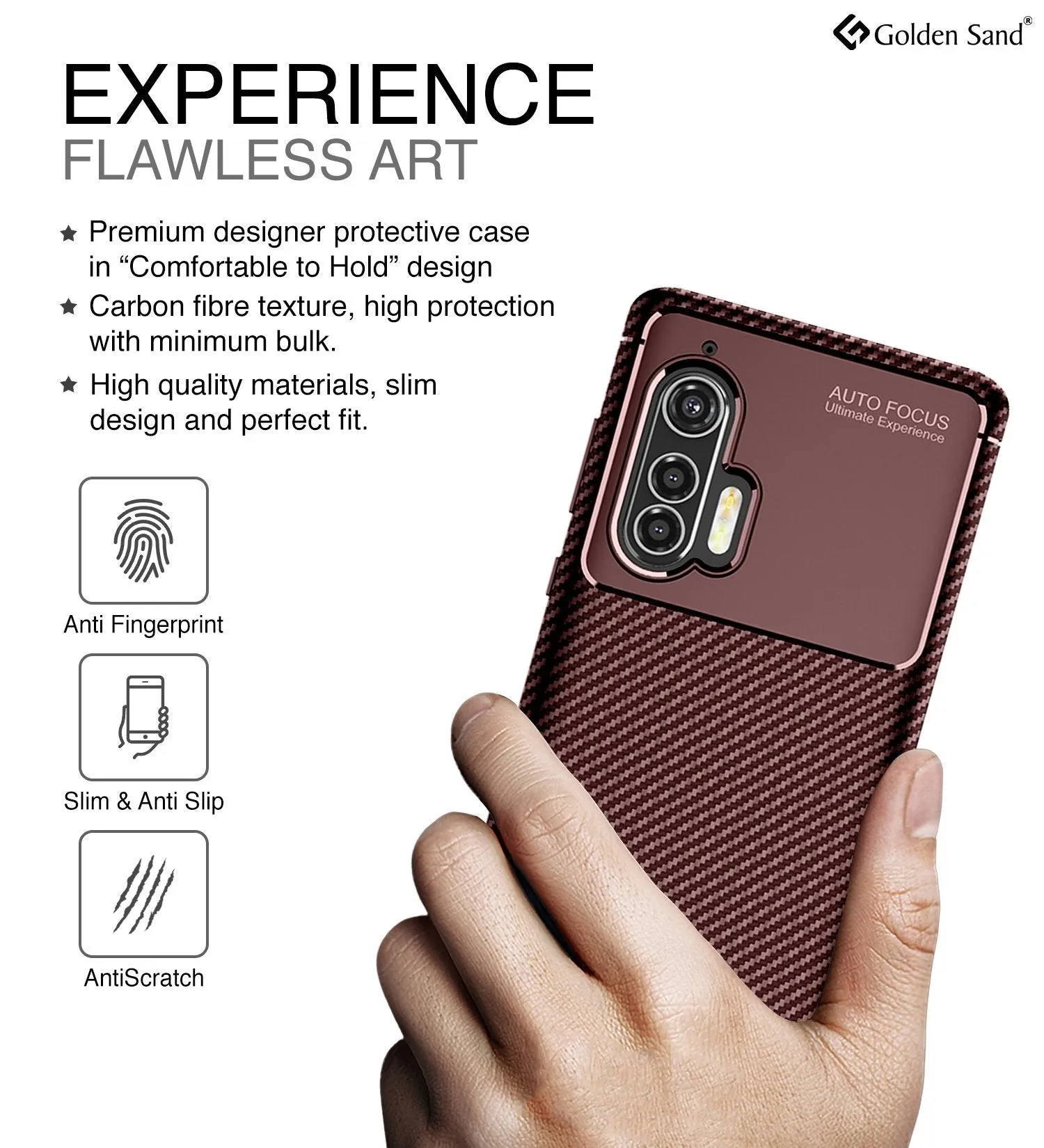Aramid Fibre Series Shockproof Armor Back Cover for Moto Edge Plus 6.7 inch, Brown