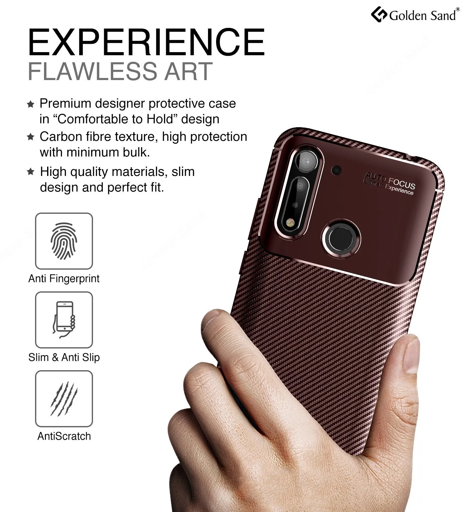 Aramid Fibre Series Shockproof Armor Back Cover for Moto G8 Power Lite 6.5 inch, Brown