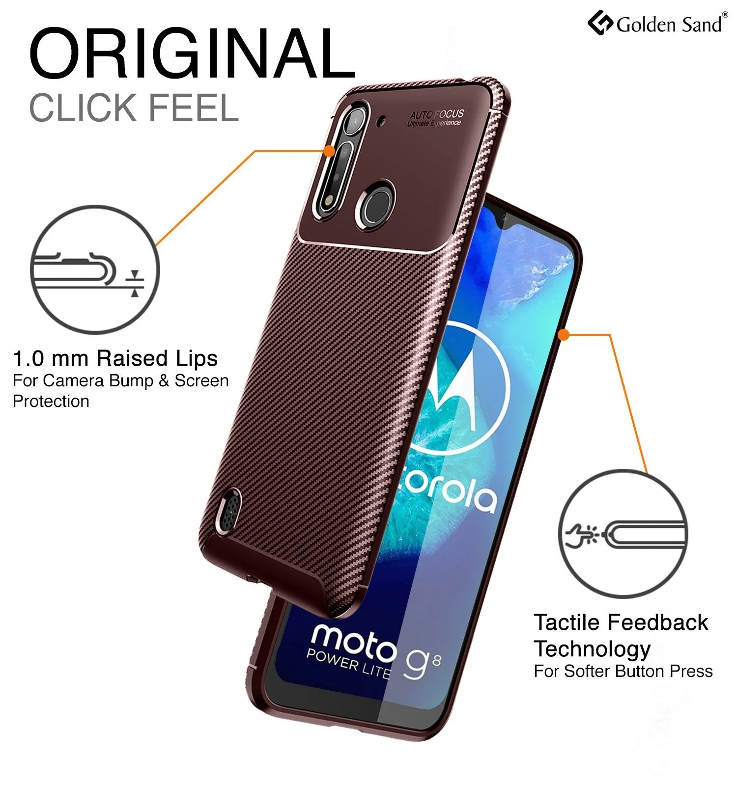 Aramid Fibre Series Shockproof Armor Back Cover for Moto G8 Power Lite 6.5 inch, Brown