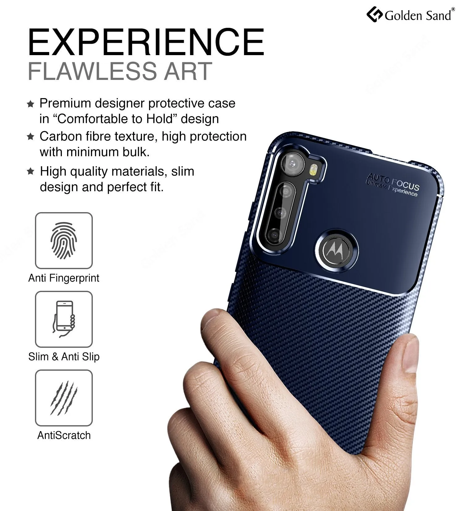 Aramid Fibre Series Shockproof Armor Back Cover for Moto One Fusion Plus 6.5 inch, Blue