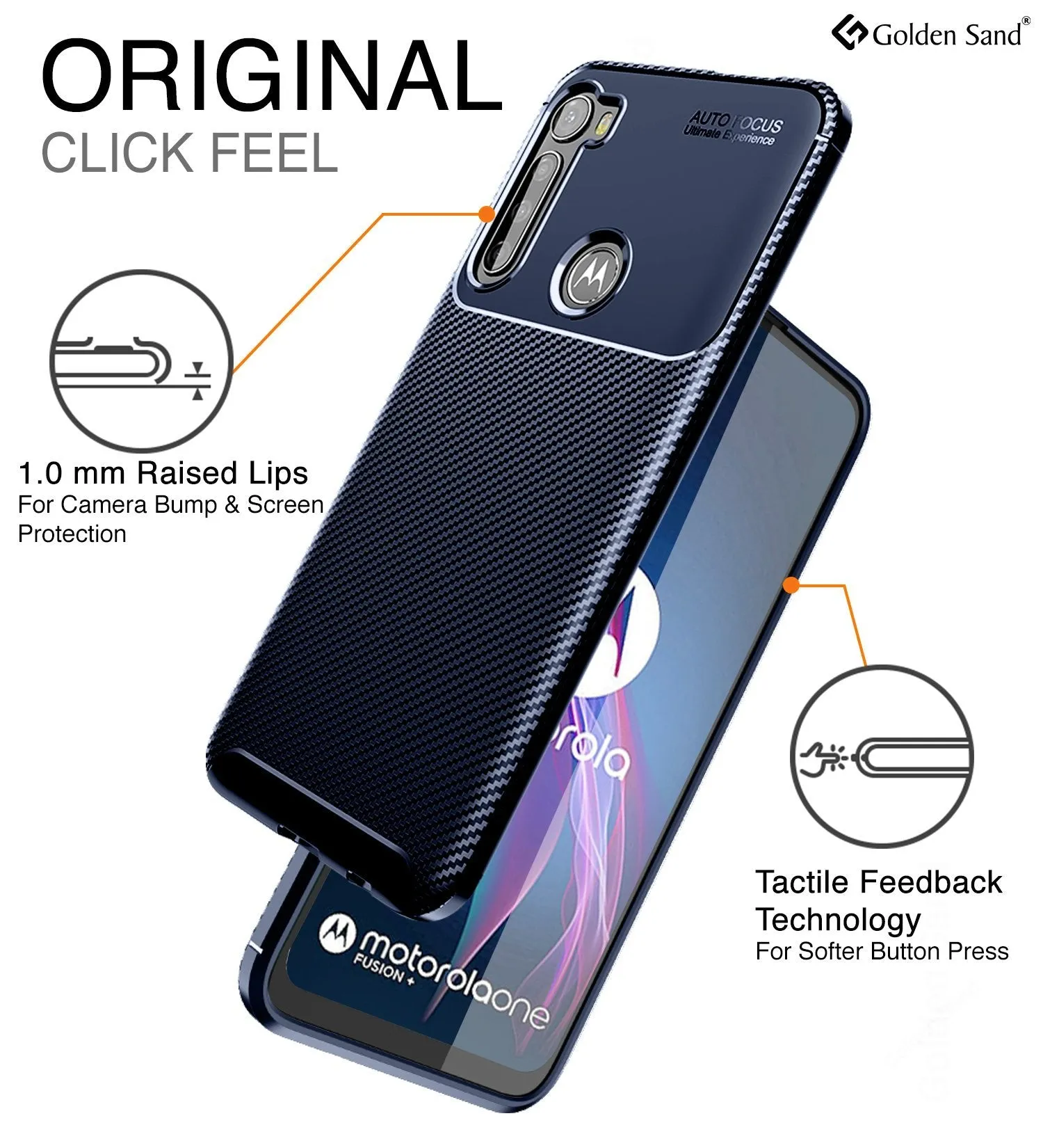 Aramid Fibre Series Shockproof Armor Back Cover for Moto One Fusion Plus 6.5 inch, Blue