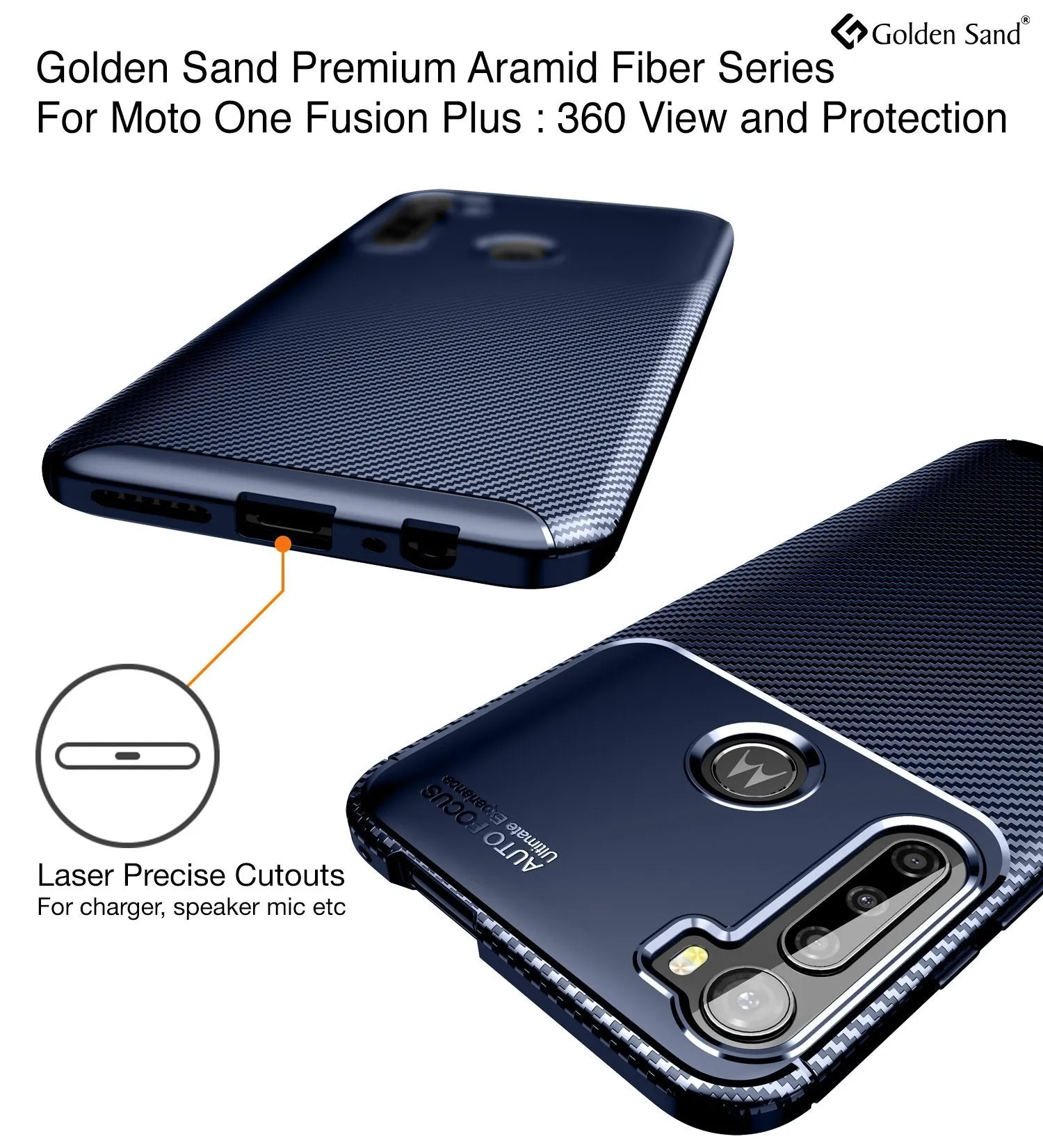 Aramid Fibre Series Shockproof Armor Back Cover for Moto One Fusion Plus 6.5 inch, Blue