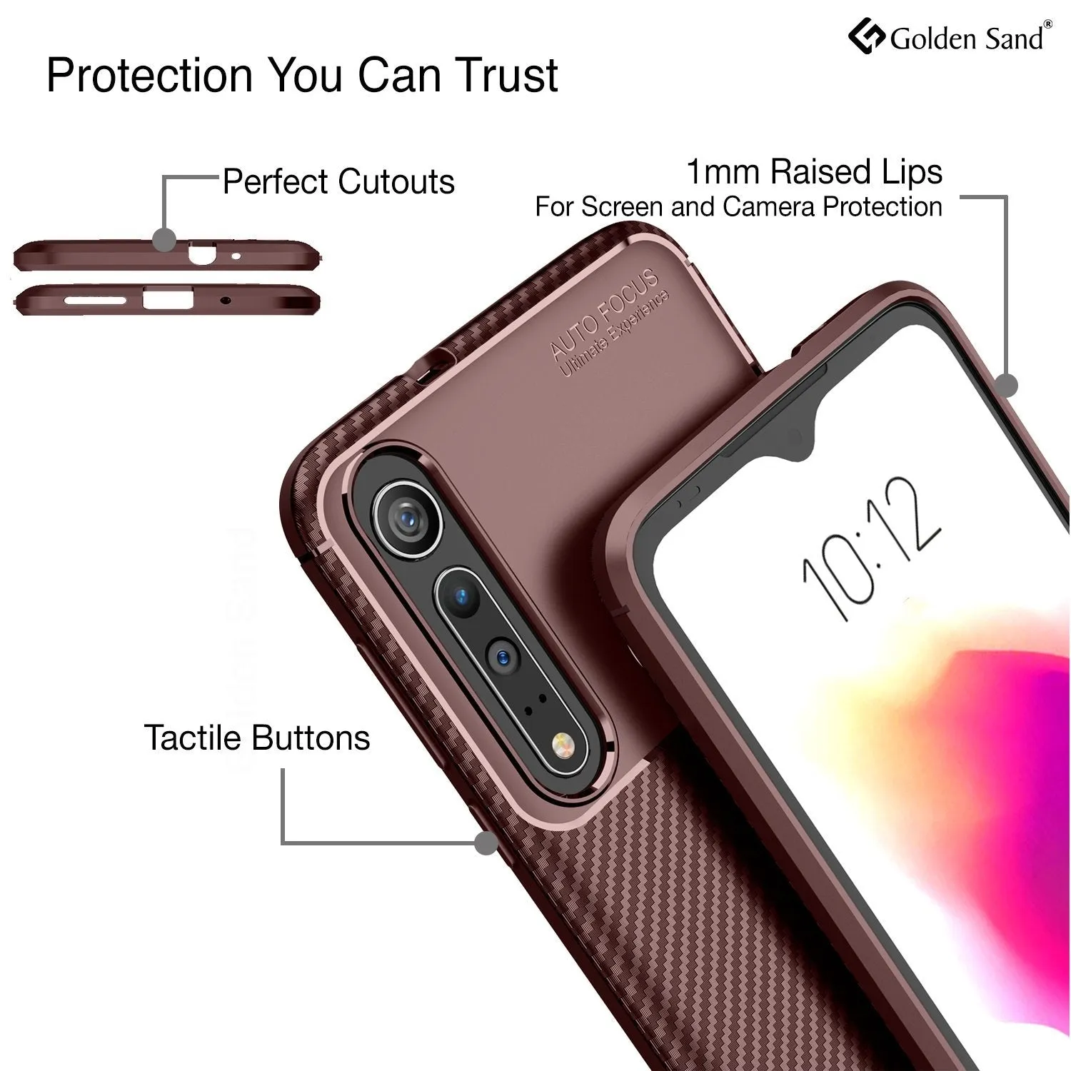 Aramid Fibre Series Shockproof Armor Back Cover for Moto One Macro 6.2 inch, Brown