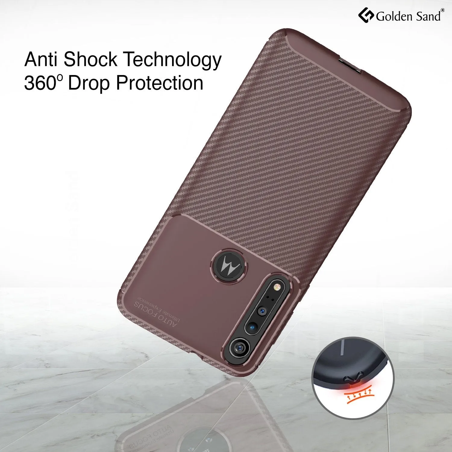 Aramid Fibre Series Shockproof Armor Back Cover for Moto One Macro 6.2 inch, Brown
