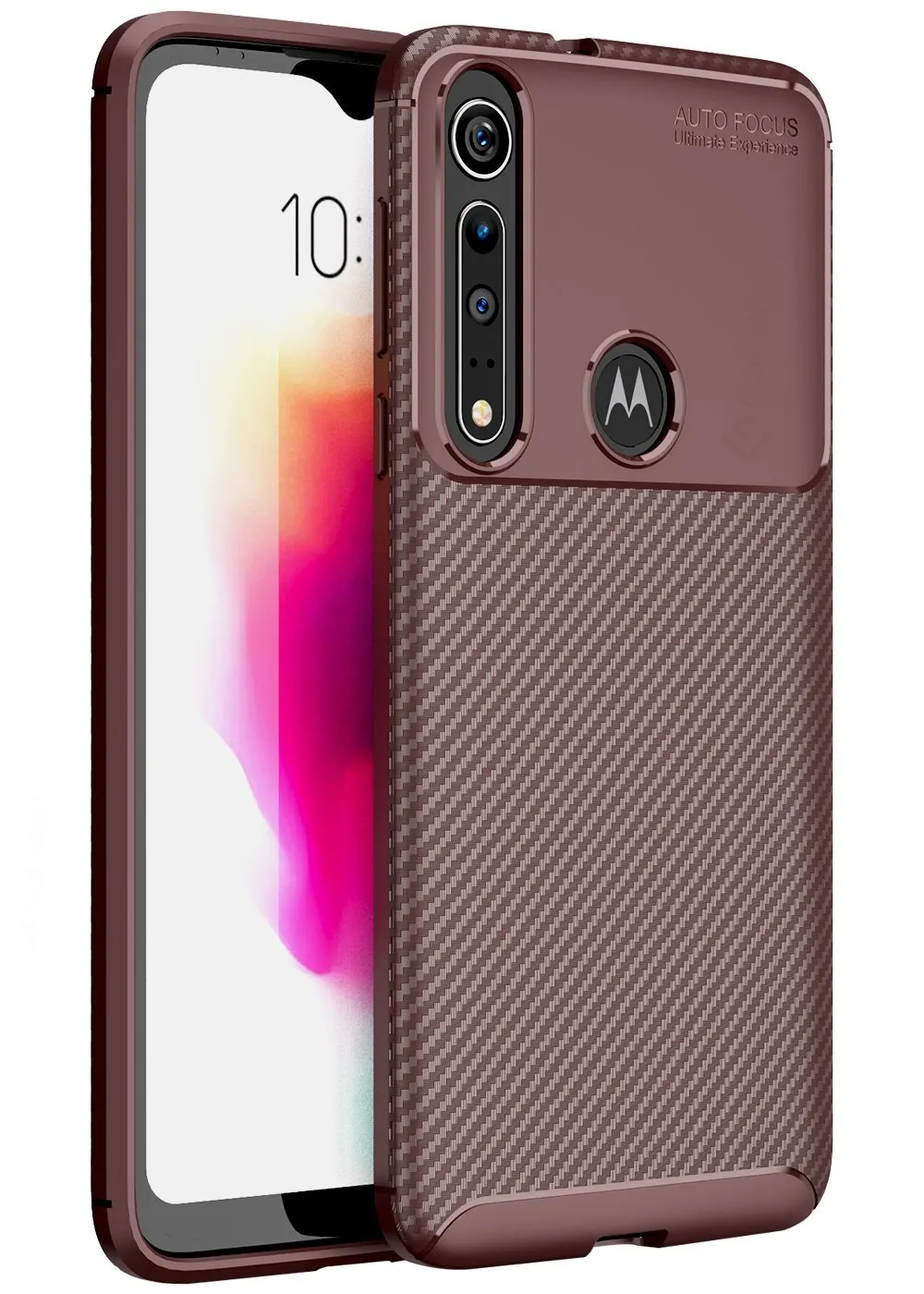 Aramid Fibre Series Shockproof Armor Back Cover for Moto One Macro 6.2 inch, Brown