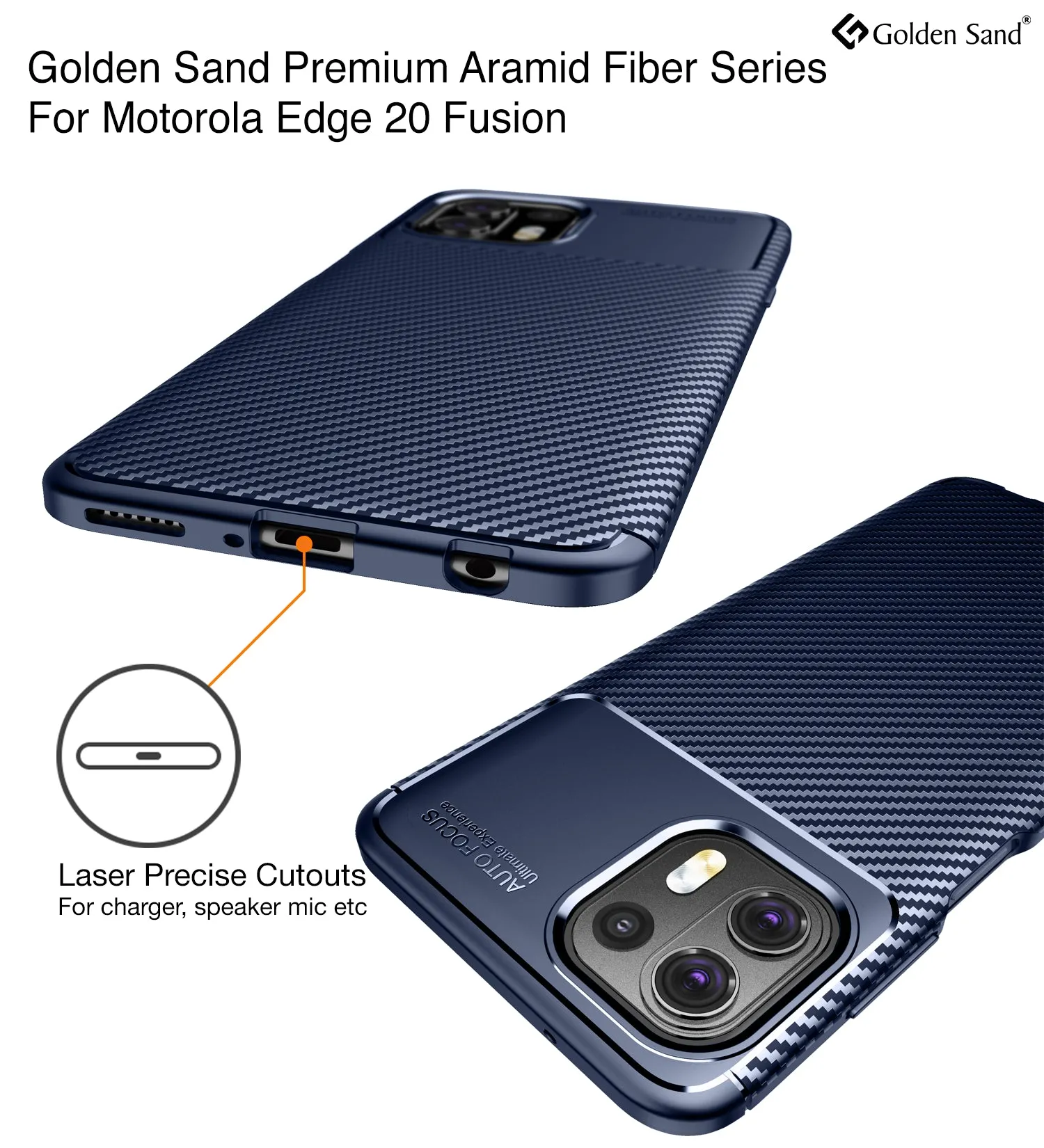 Aramid Fibre Series Shockproof Armor Back Cover for Motorola Edge 20 Fusion, 6.67 inch, Blue