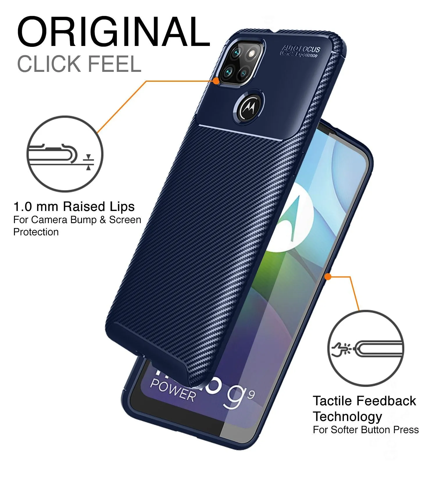 Aramid Fibre Series Shockproof Armor Back Cover for Motorola G9 Power, Blue