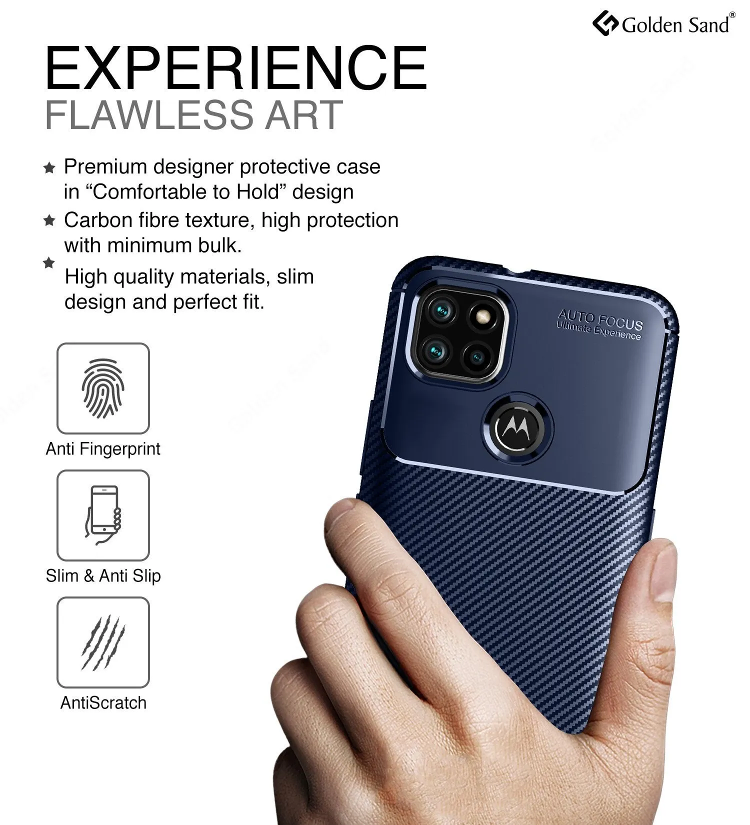 Aramid Fibre Series Shockproof Armor Back Cover for Motorola G9 Power, Blue