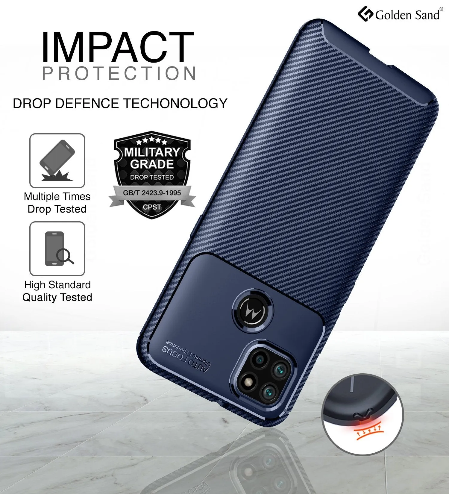 Aramid Fibre Series Shockproof Armor Back Cover for Motorola G9 Power, Blue