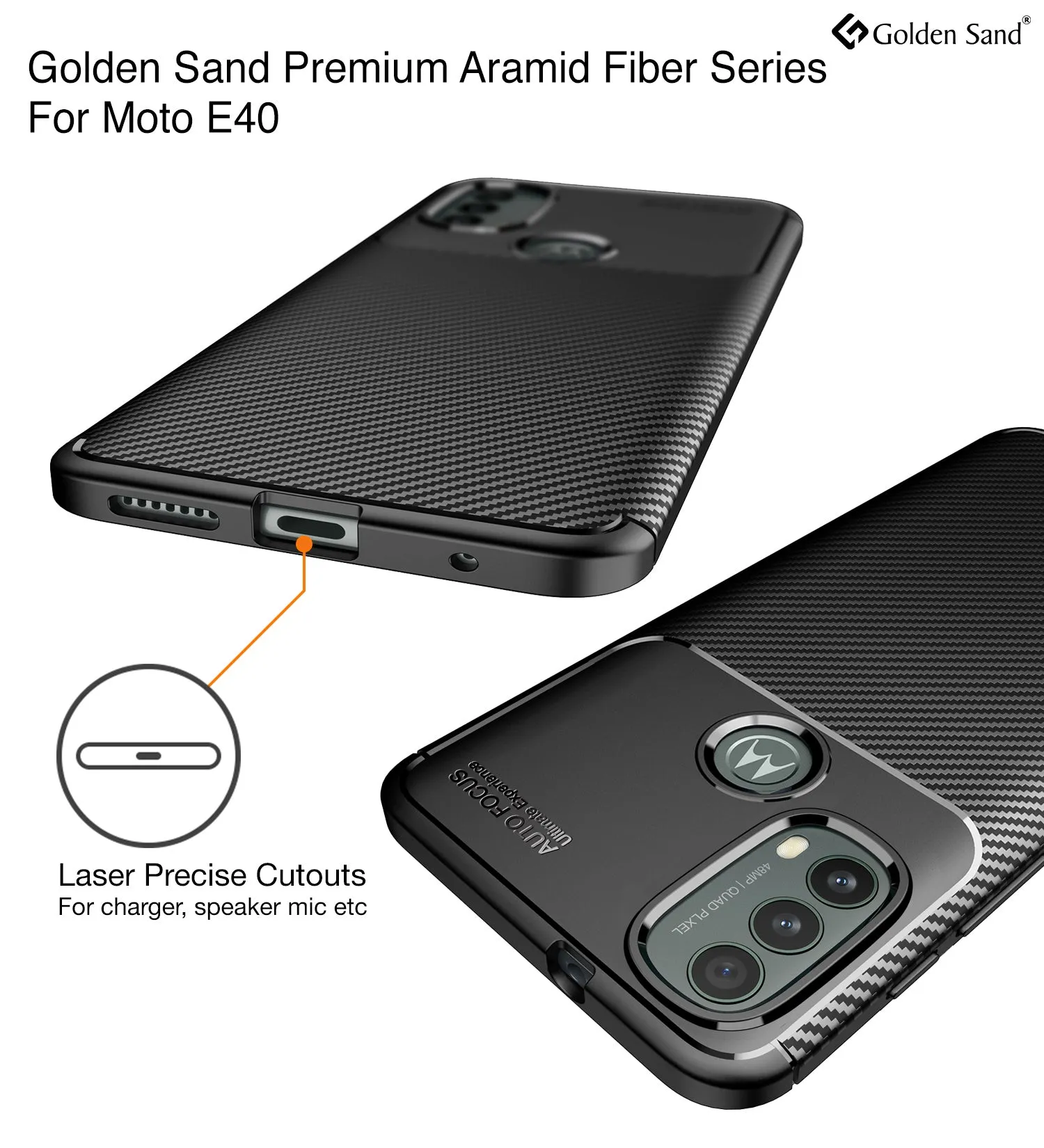 Aramid Fibre Series Shockproof Armor Back Cover for Motorola Moto E40, 6.5 inch, Black