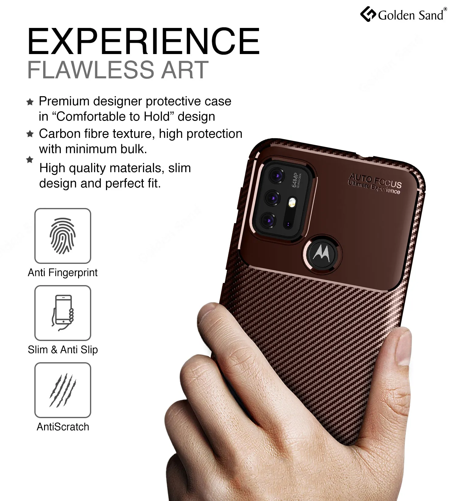 Aramid Fibre Series Shockproof Armor Back Cover for Motorola Moto G10 Power, Motorola Moto G30, 6.5 inch, Brown