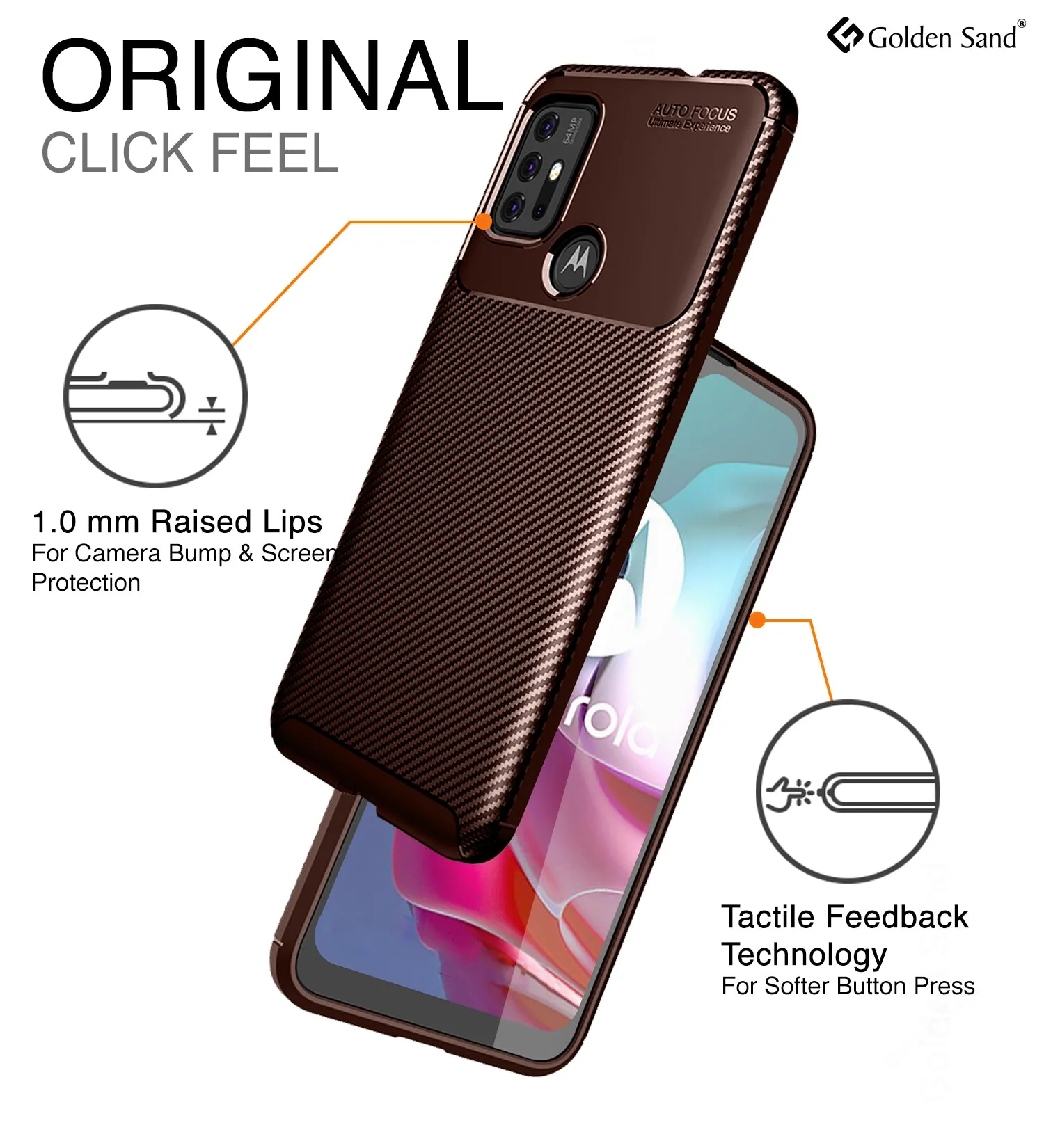 Aramid Fibre Series Shockproof Armor Back Cover for Motorola Moto G10 Power, Motorola Moto G30, 6.5 inch, Brown