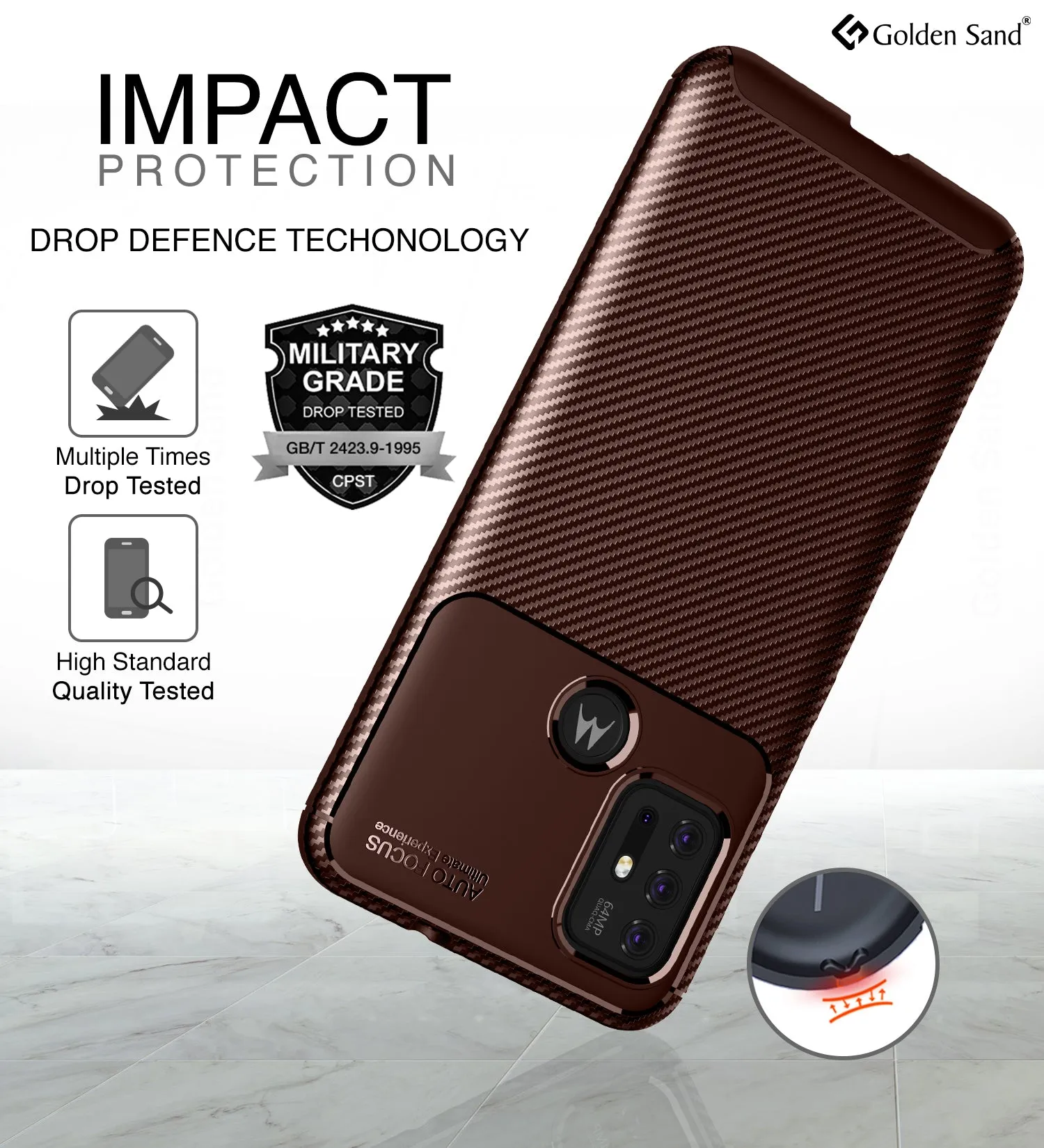 Aramid Fibre Series Shockproof Armor Back Cover for Motorola Moto G10 Power, Motorola Moto G30, 6.5 inch, Brown