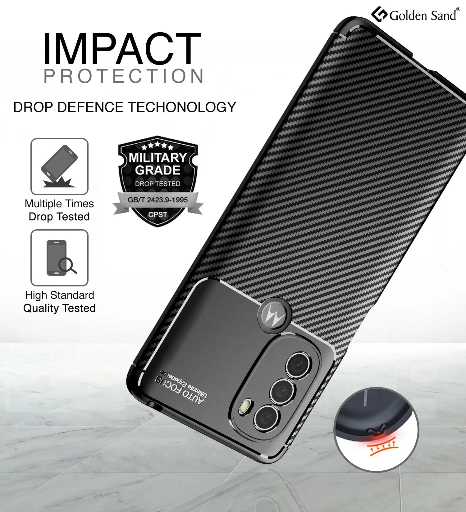 Aramid Fibre Series Shockproof Armor Back Cover for Motorola Moto G31, 6.47 inch, Black