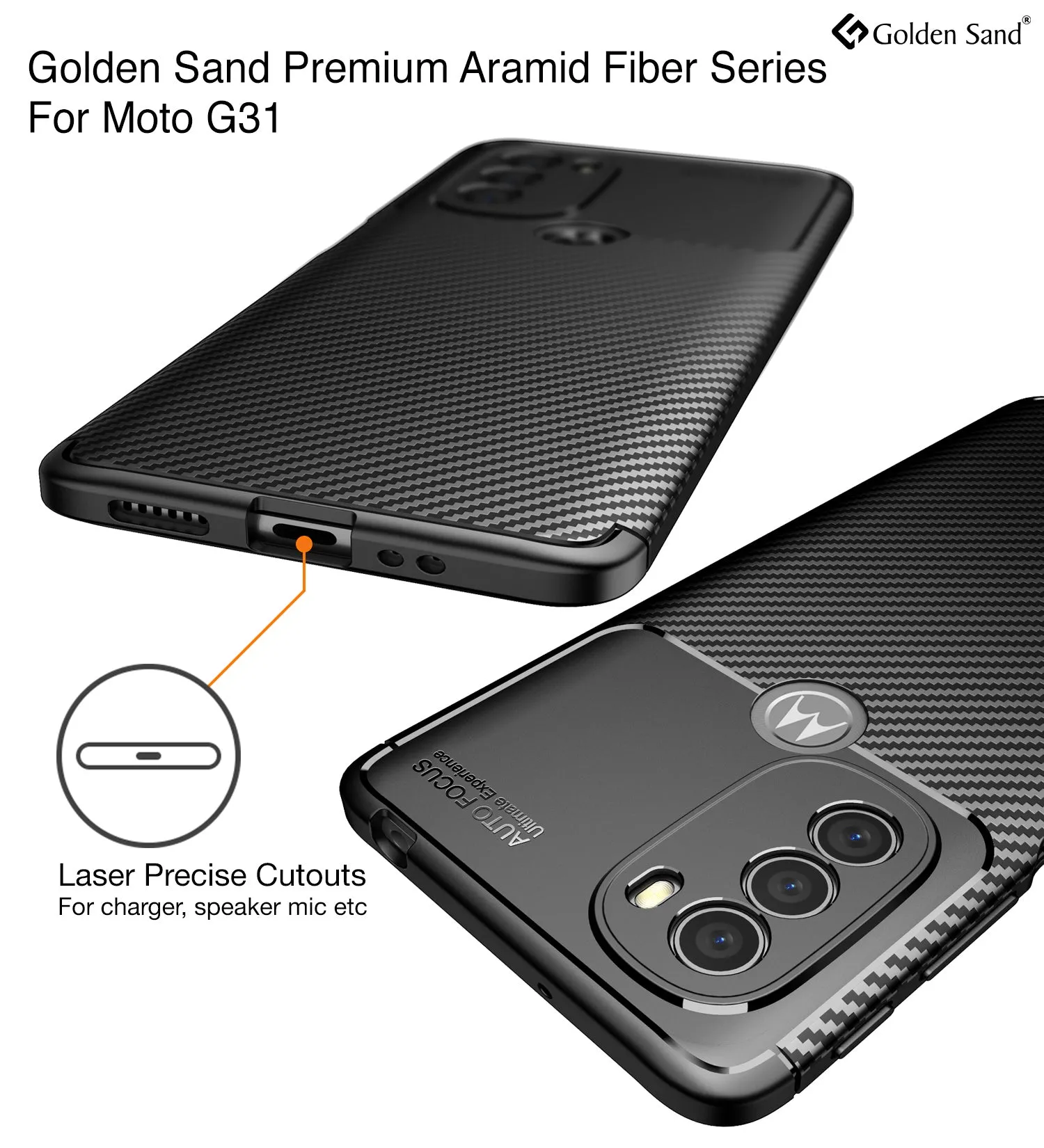 Aramid Fibre Series Shockproof Armor Back Cover for Motorola Moto G31, 6.47 inch, Black